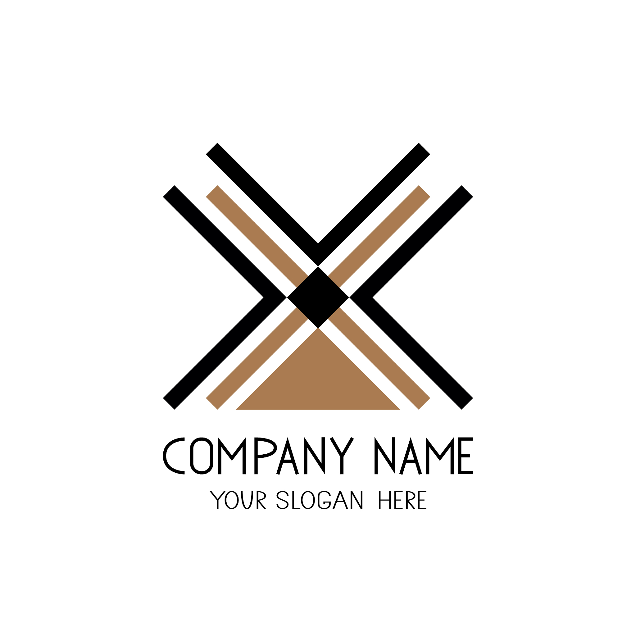 cross lines with triangle logo symbol for