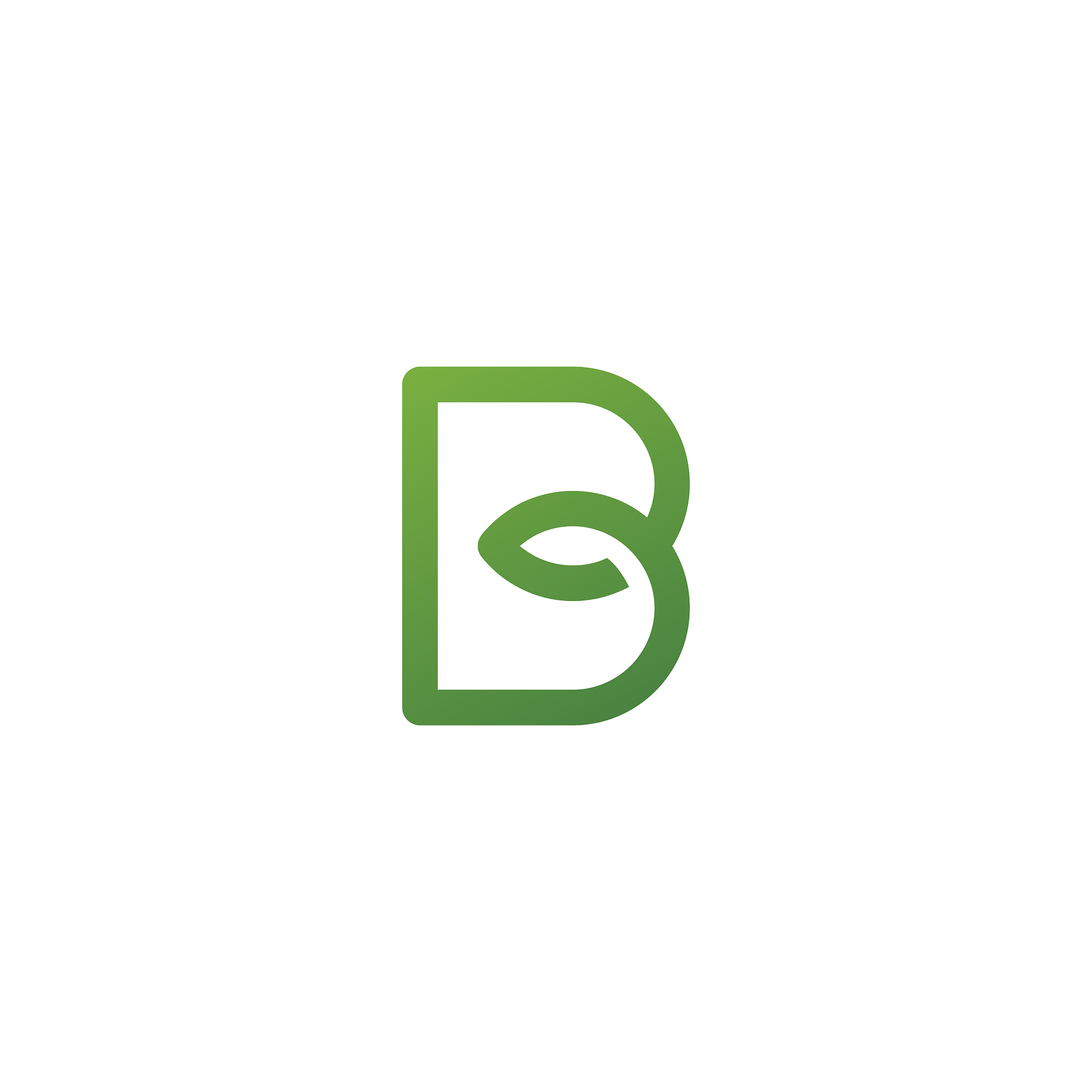 b letter leaf initial nature line art outline