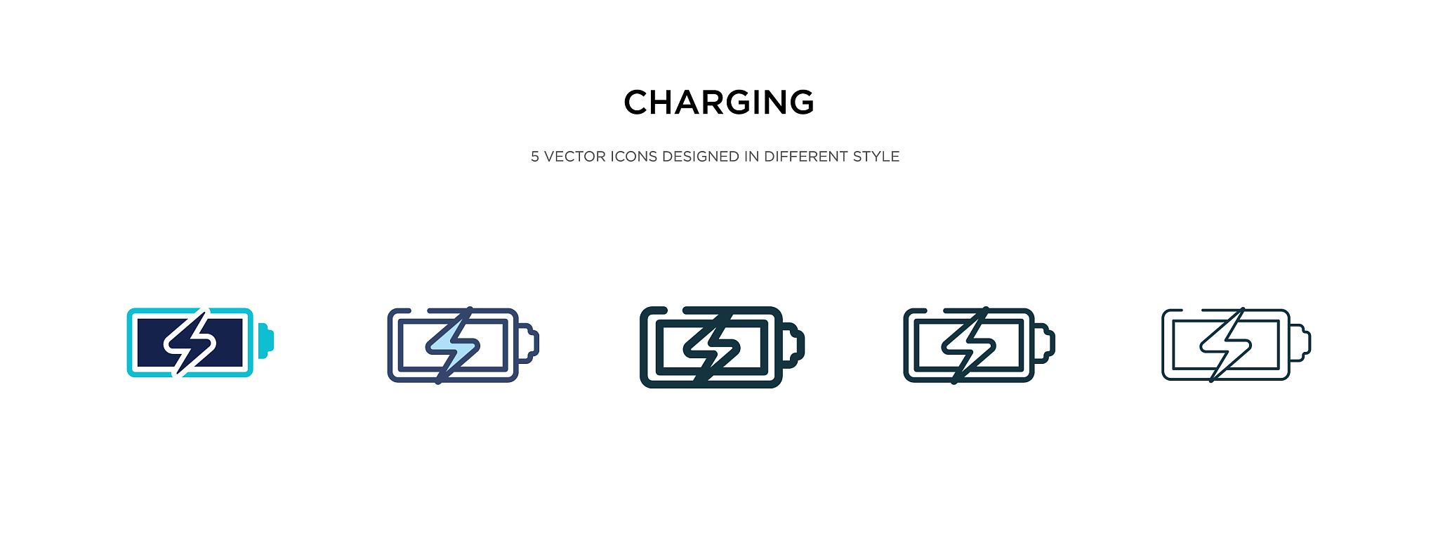 charging icon in different style two colored and