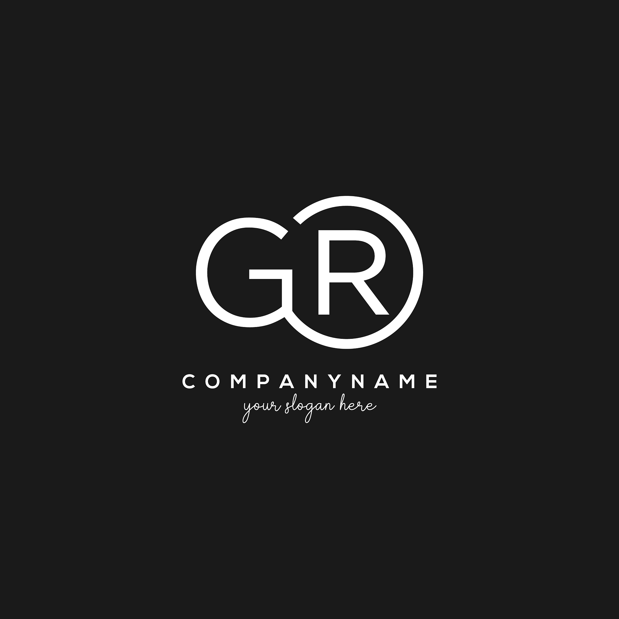 initial gr letter logo with circle template