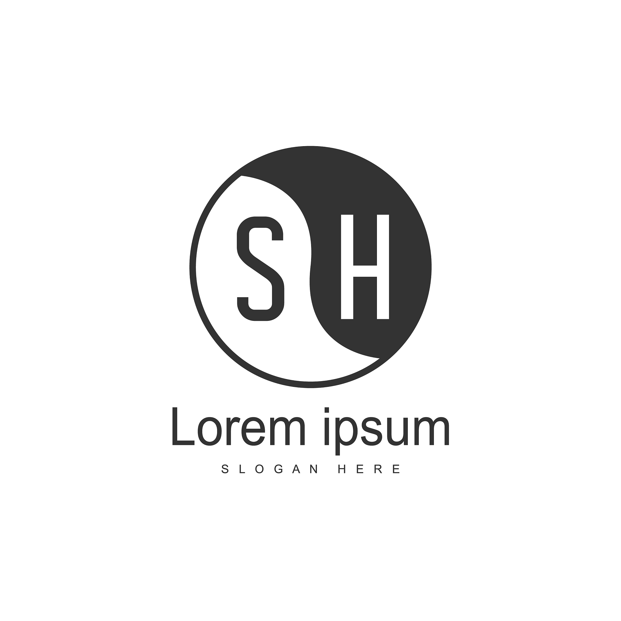 initial letter sh logo template design minimal