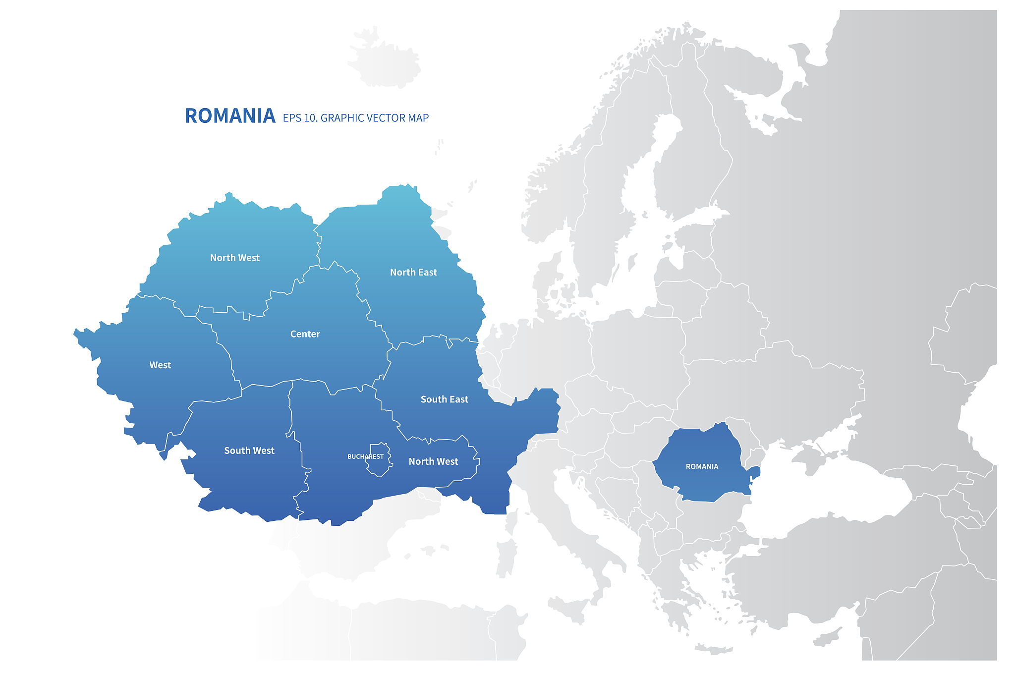 romania map. vector map of romania in europe