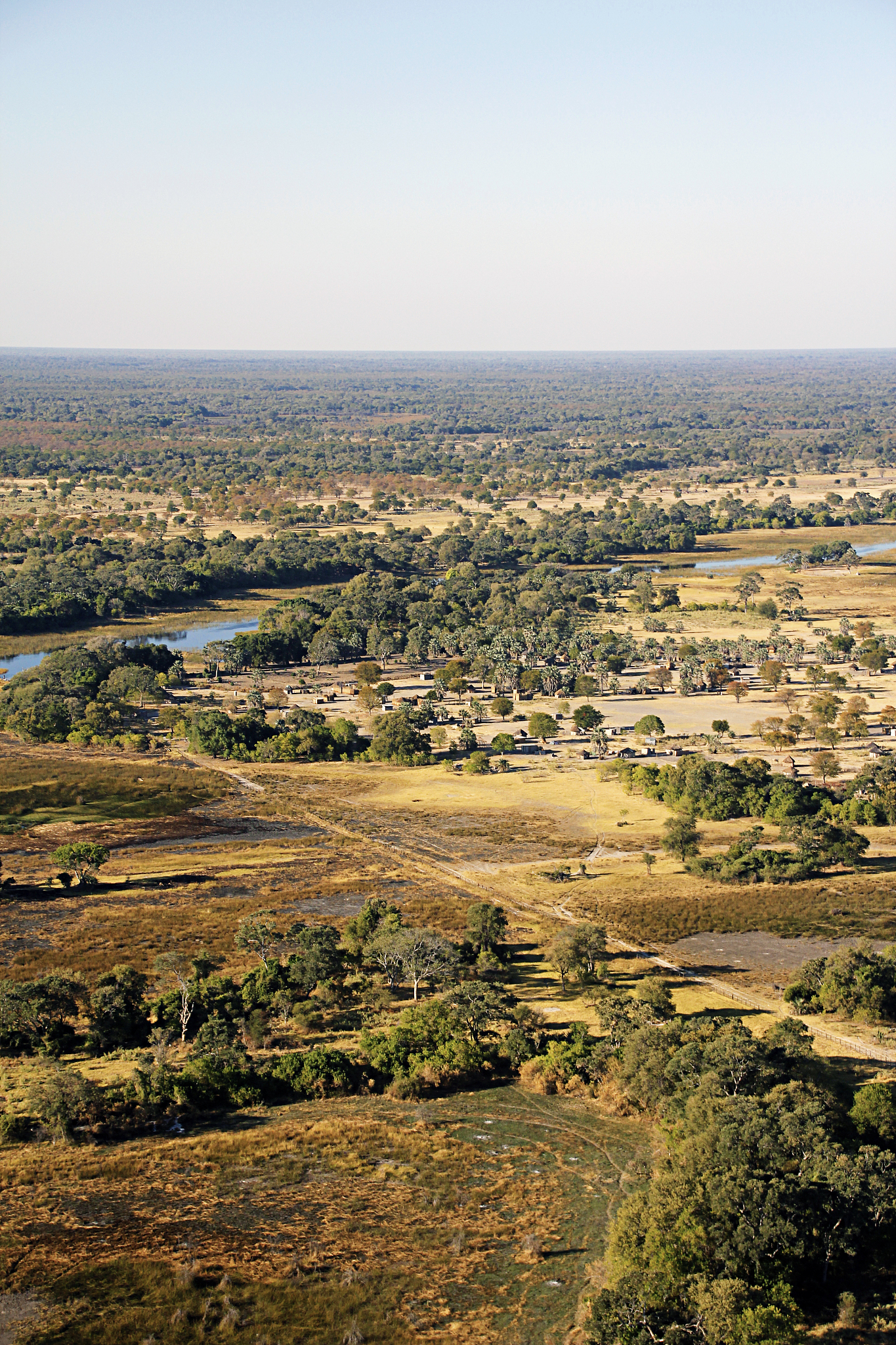 aeriel view of the okavango delta