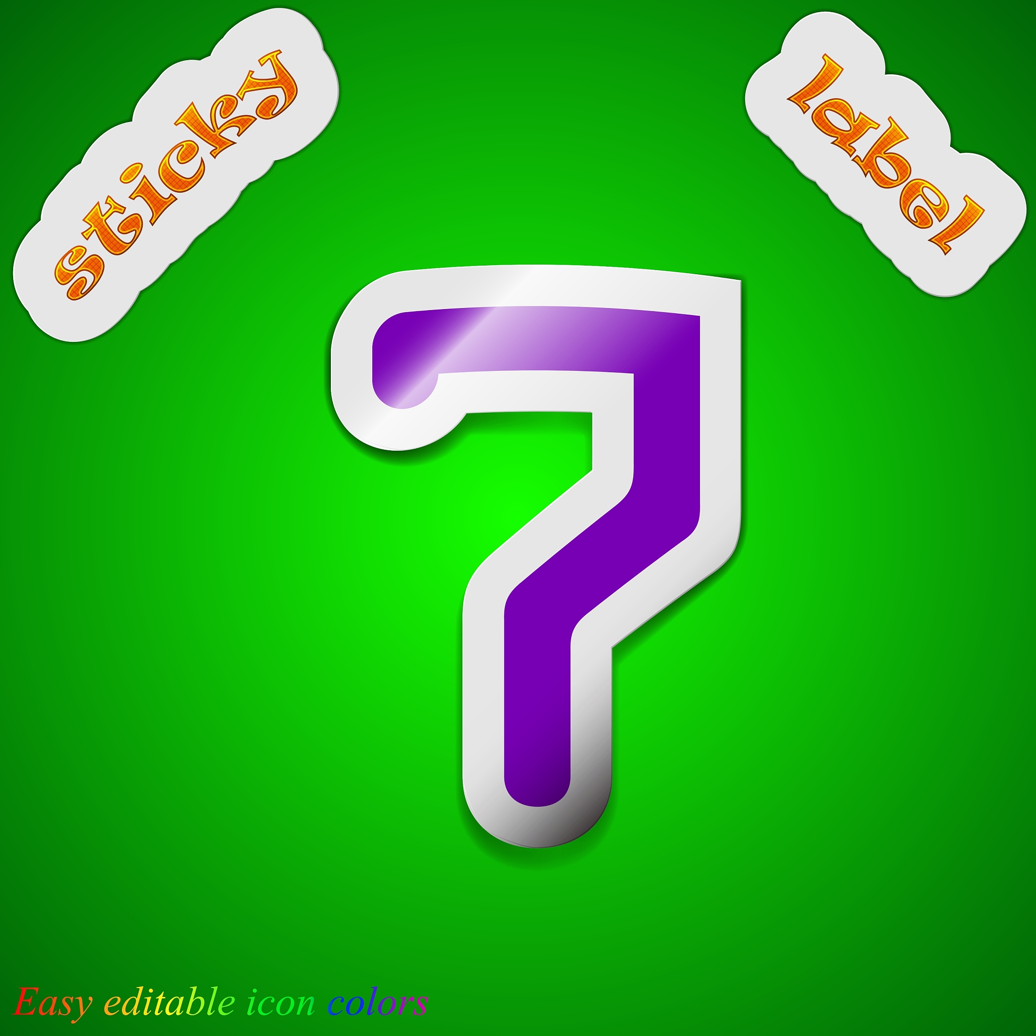number seven icon sign symbol chic colored sticky