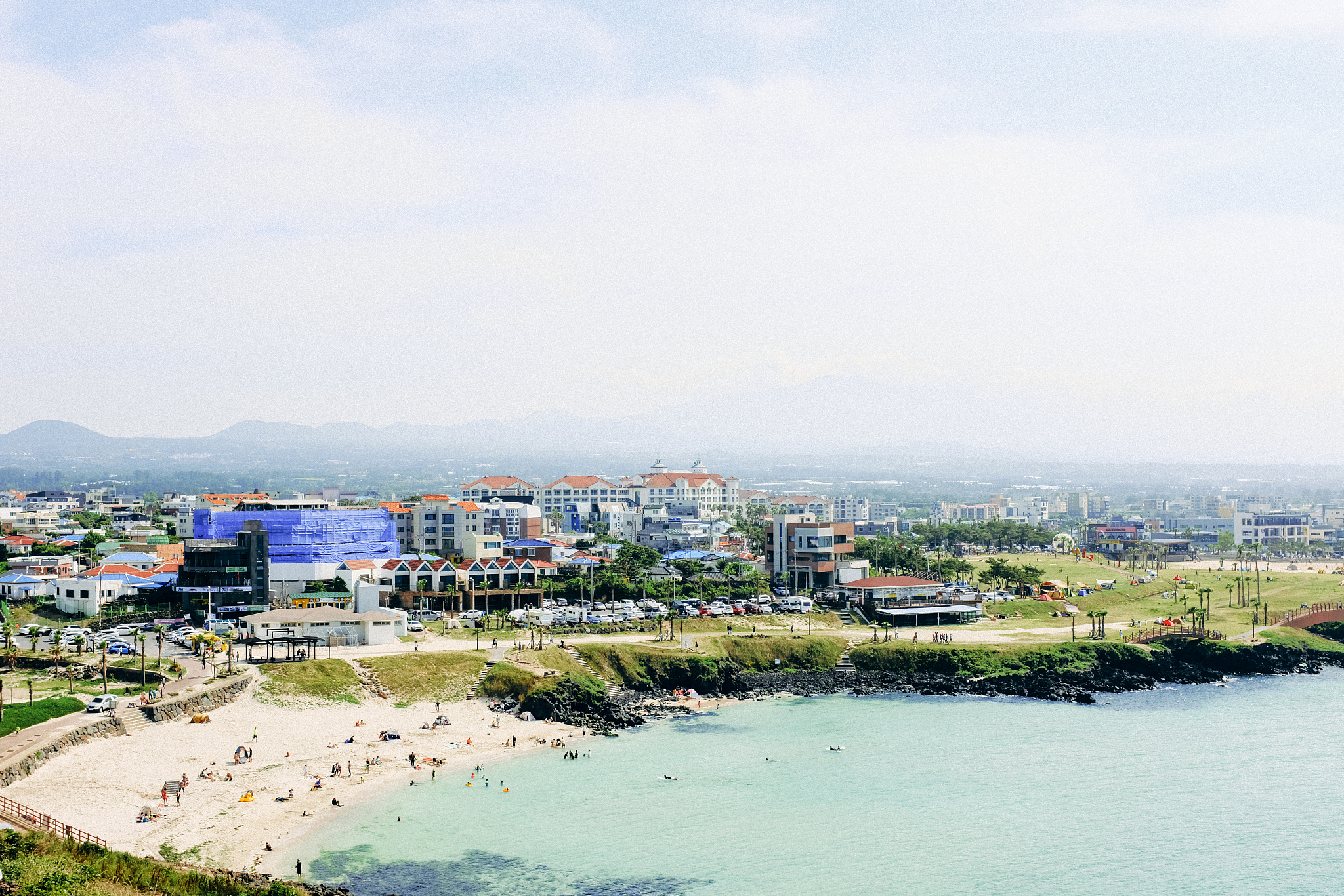 seascape of hamdeok beach, jeju island, south korea