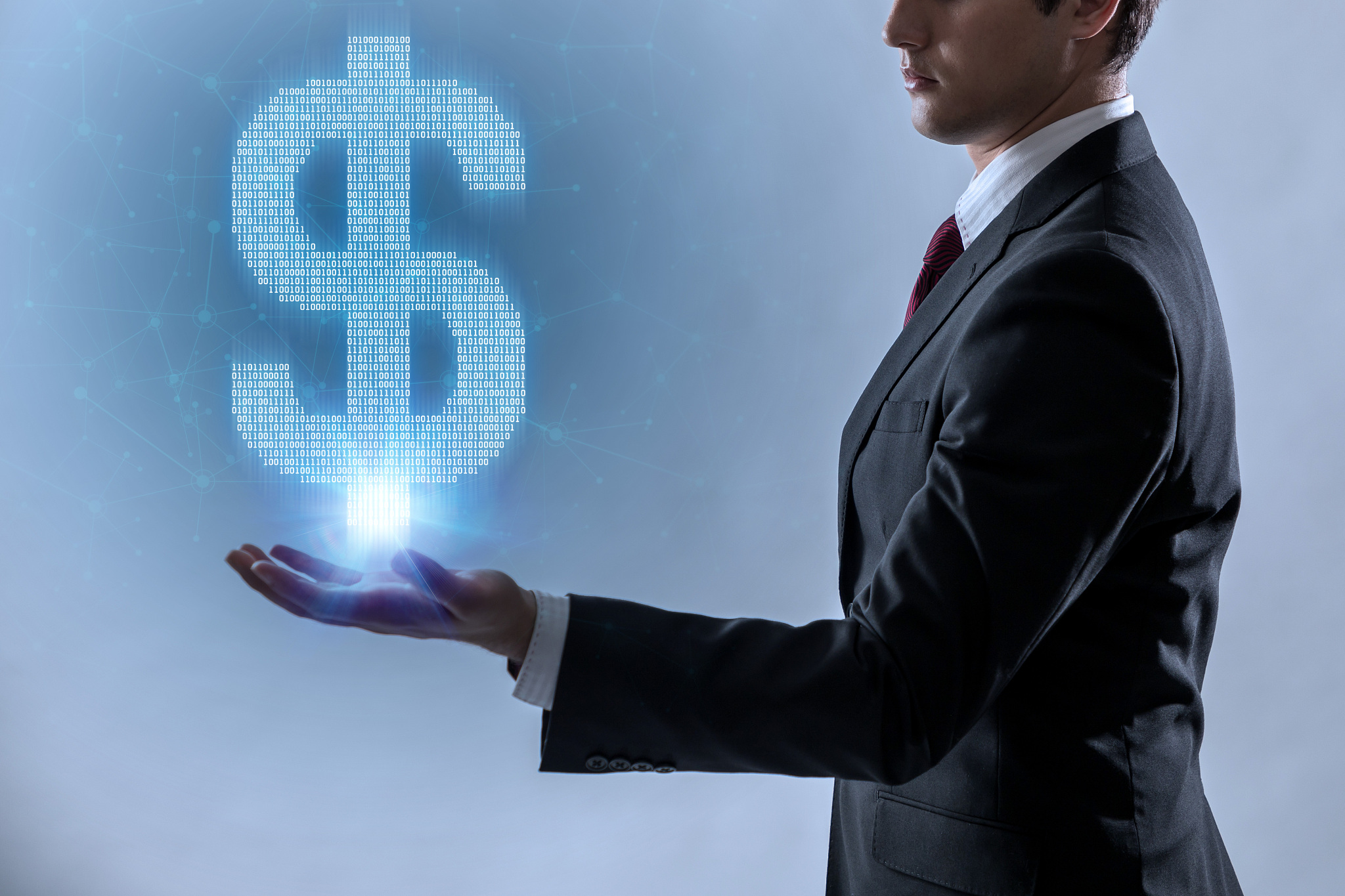 fintech, financial technology concept, dollar sign made with dig