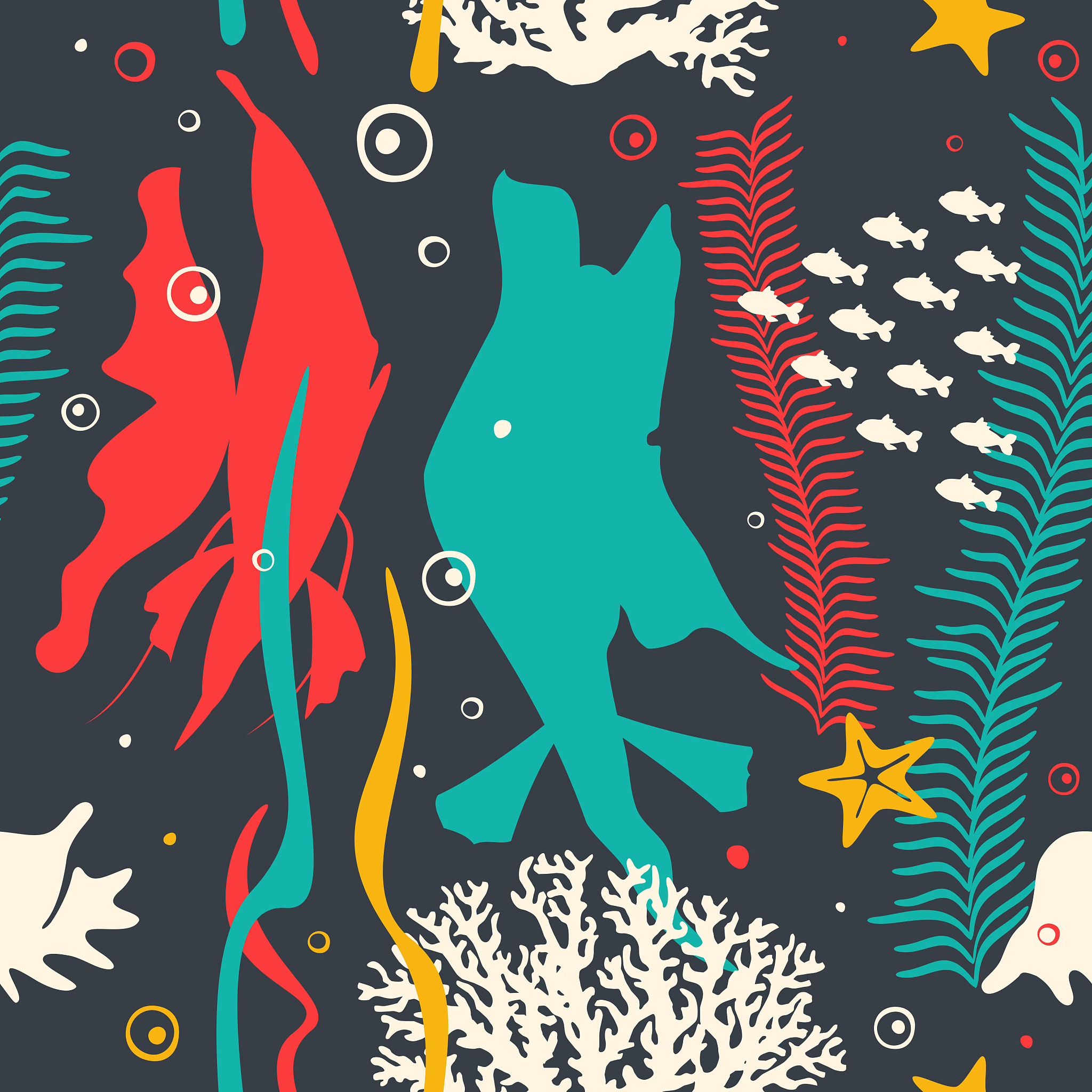underwater world seamless pattern