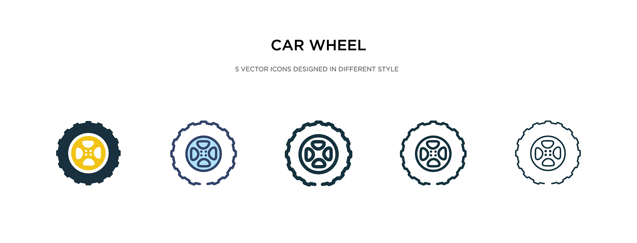 car wheel icon in different style two colored