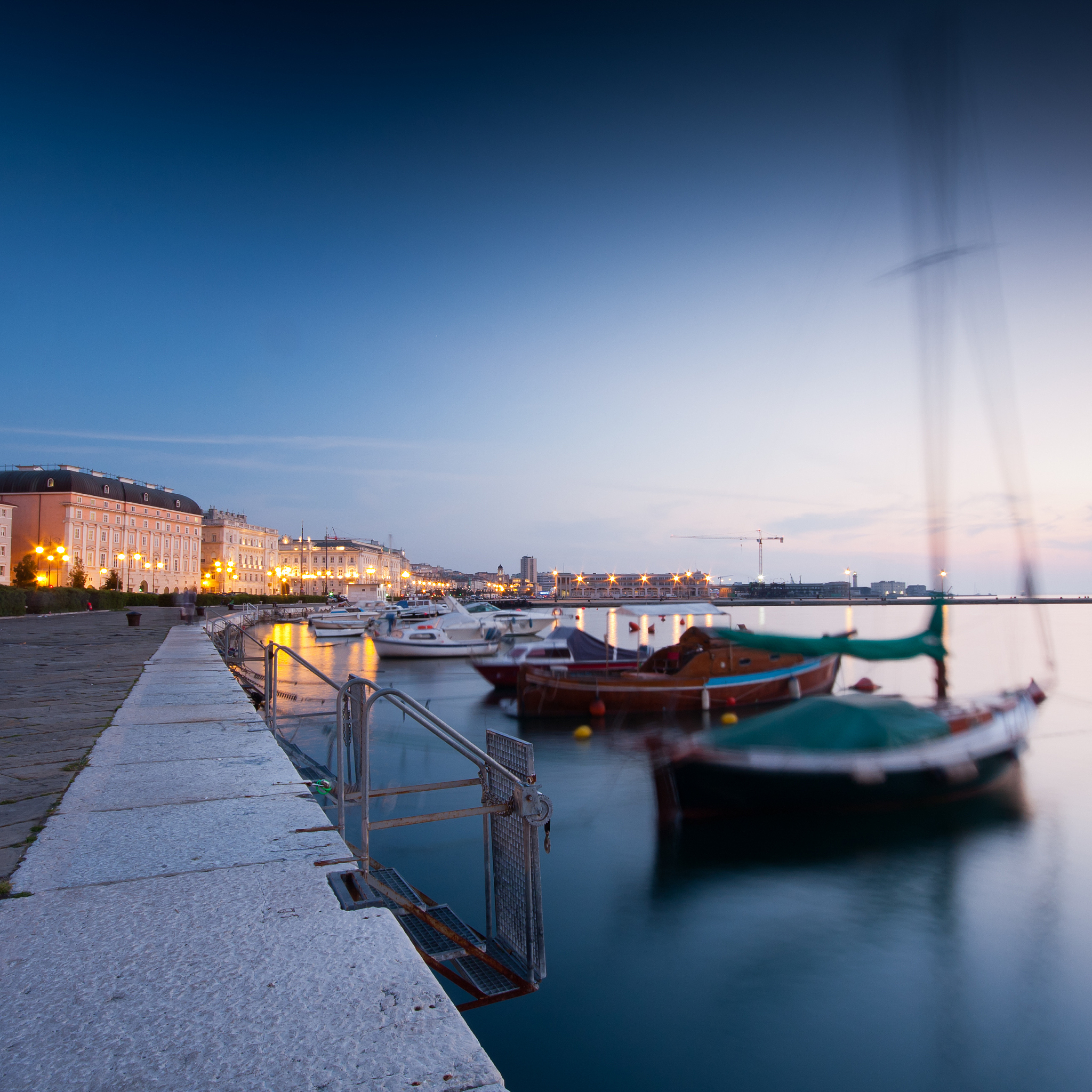 trieste port at night