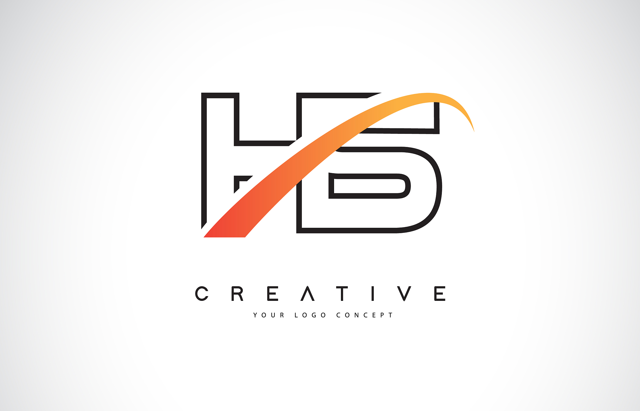 hs h s swoosh letter logo design with modern