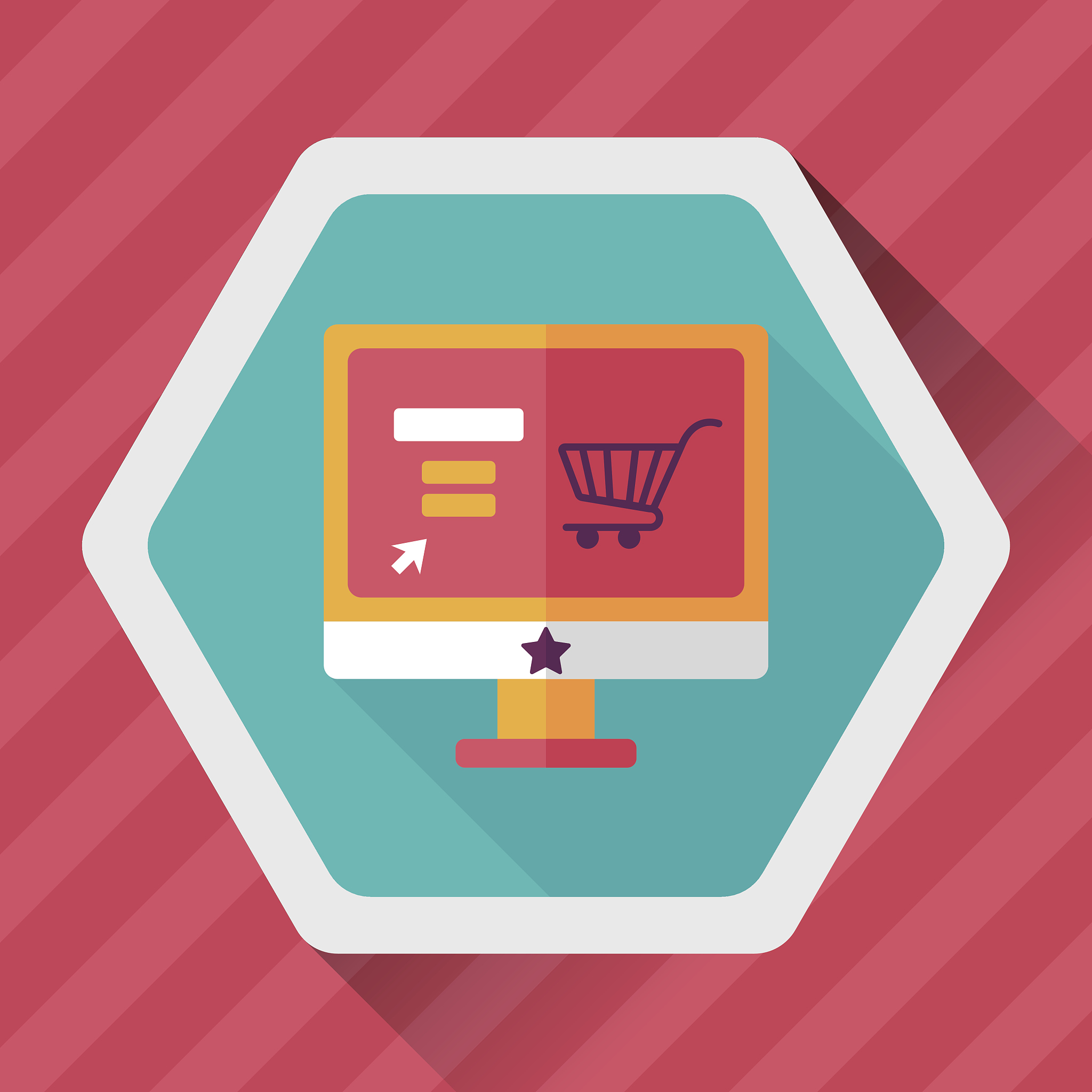 online shopping flat icon with long shadow,eps10