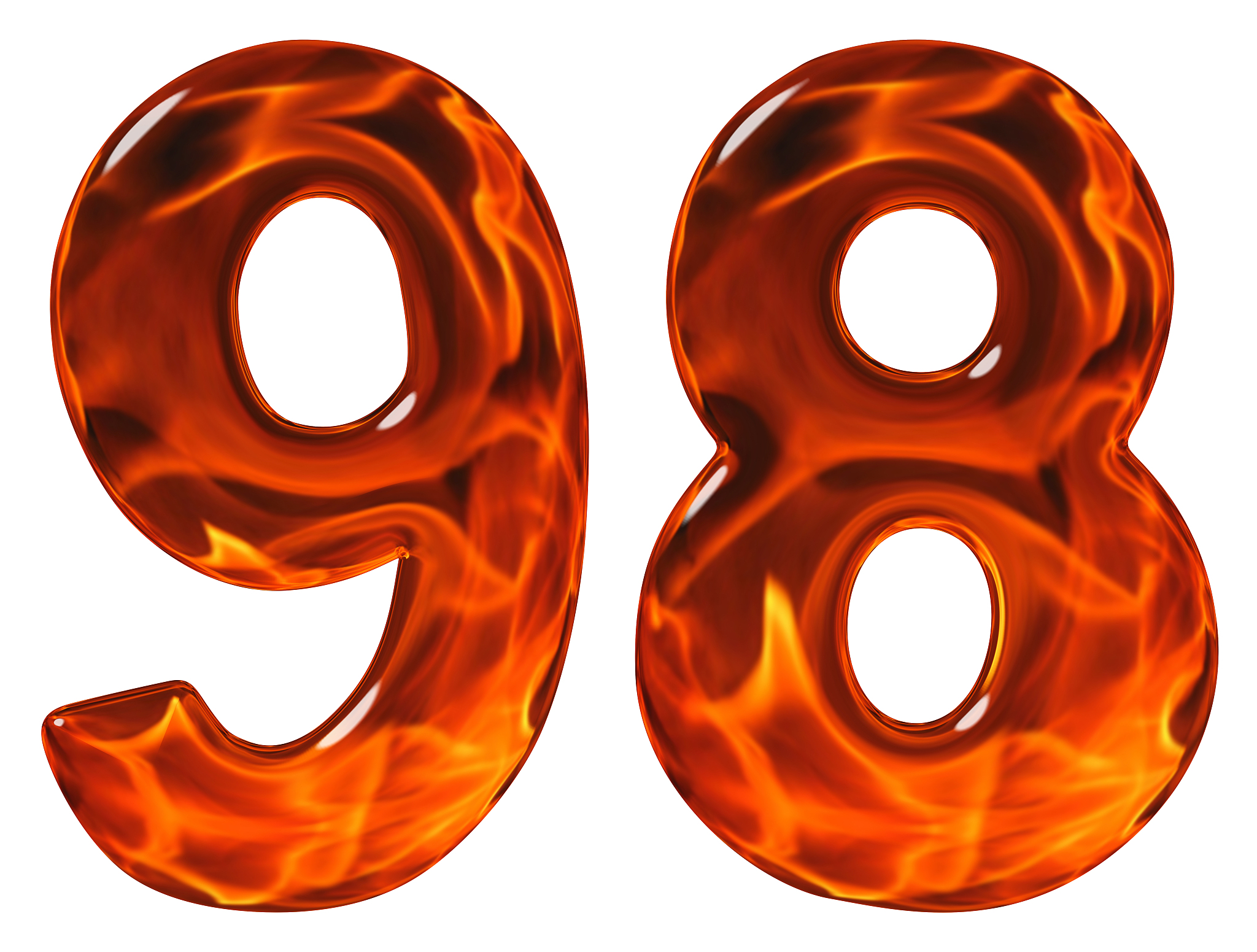 98, ninety eight, numeral, imitation glass and a blazing fire