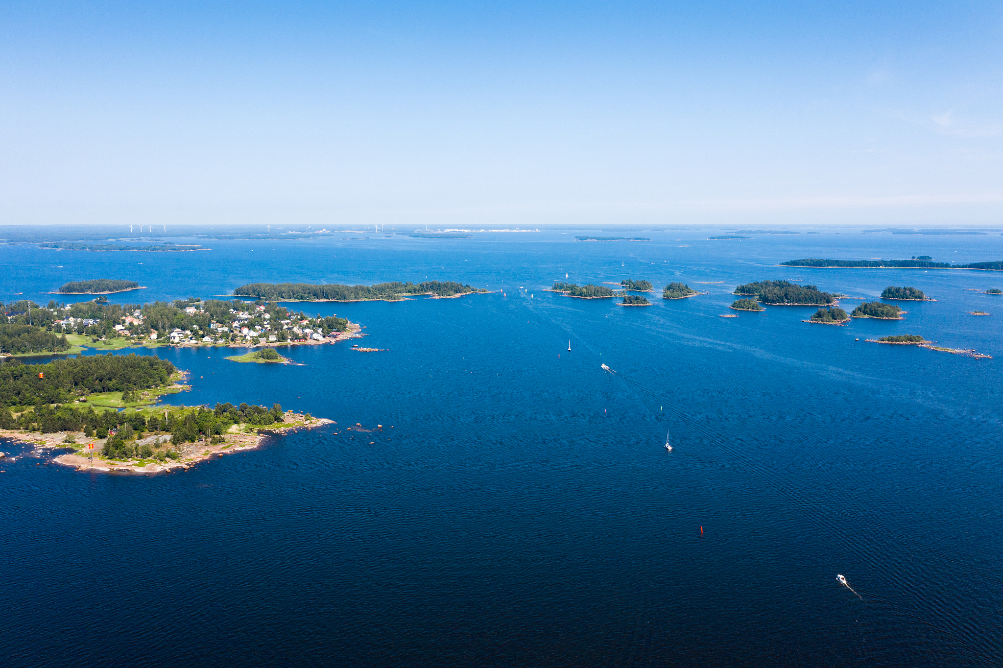 kotka. finland. bird's-eye view of the islands. in the frame of 