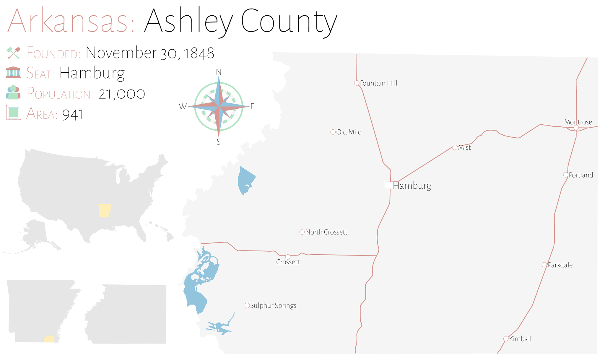 map ashley county in arkansas
