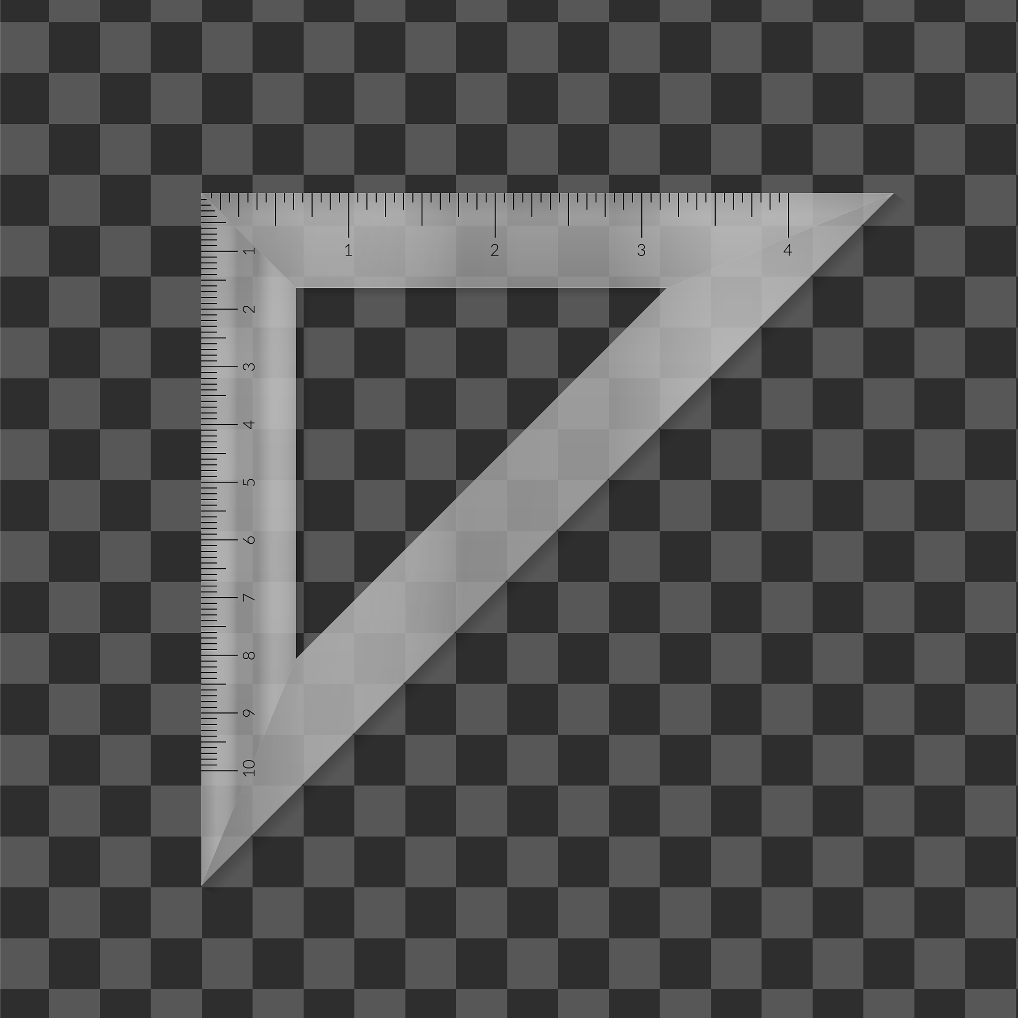 plastic isosceles triangle with metric and imperial units ruler 