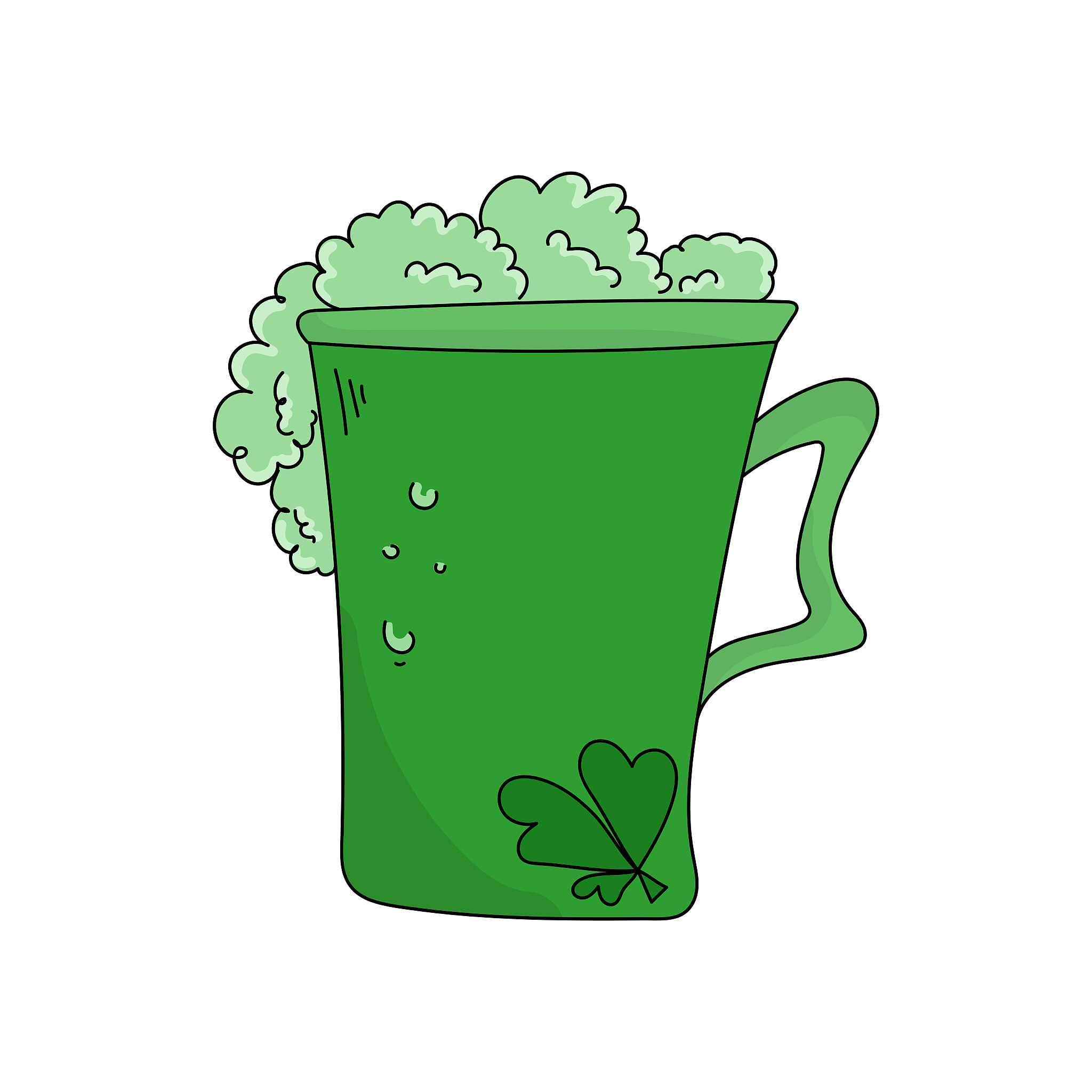 green beer for st. patrick's day, large glass with frothy beer a