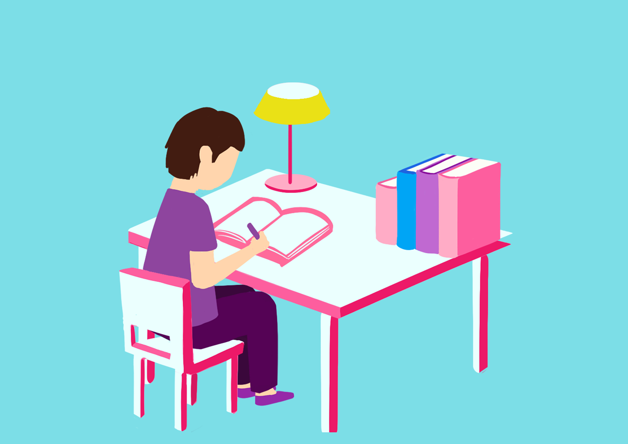 卡通男孩教育学生学习插画