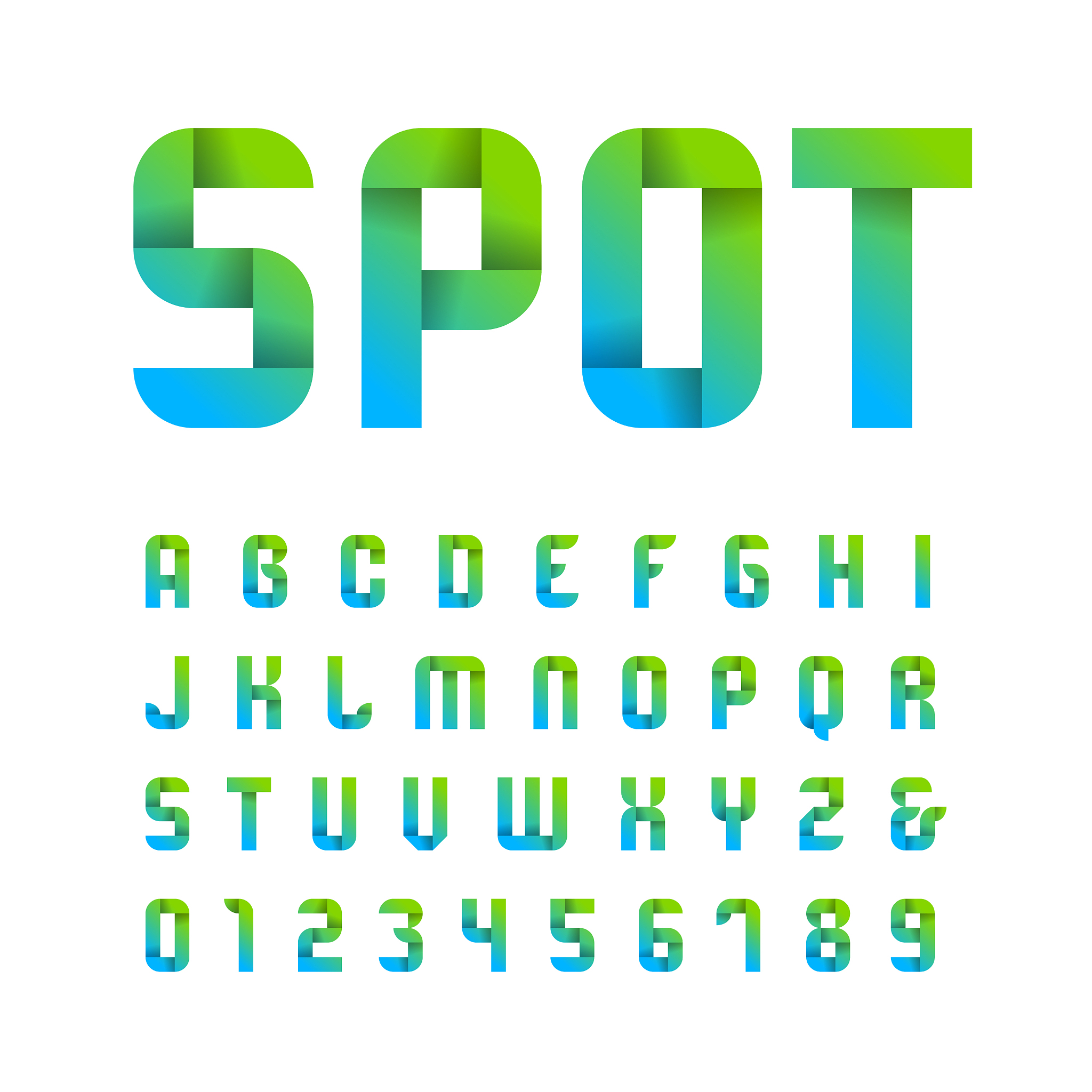 ribbon font alphabet with latin letters and