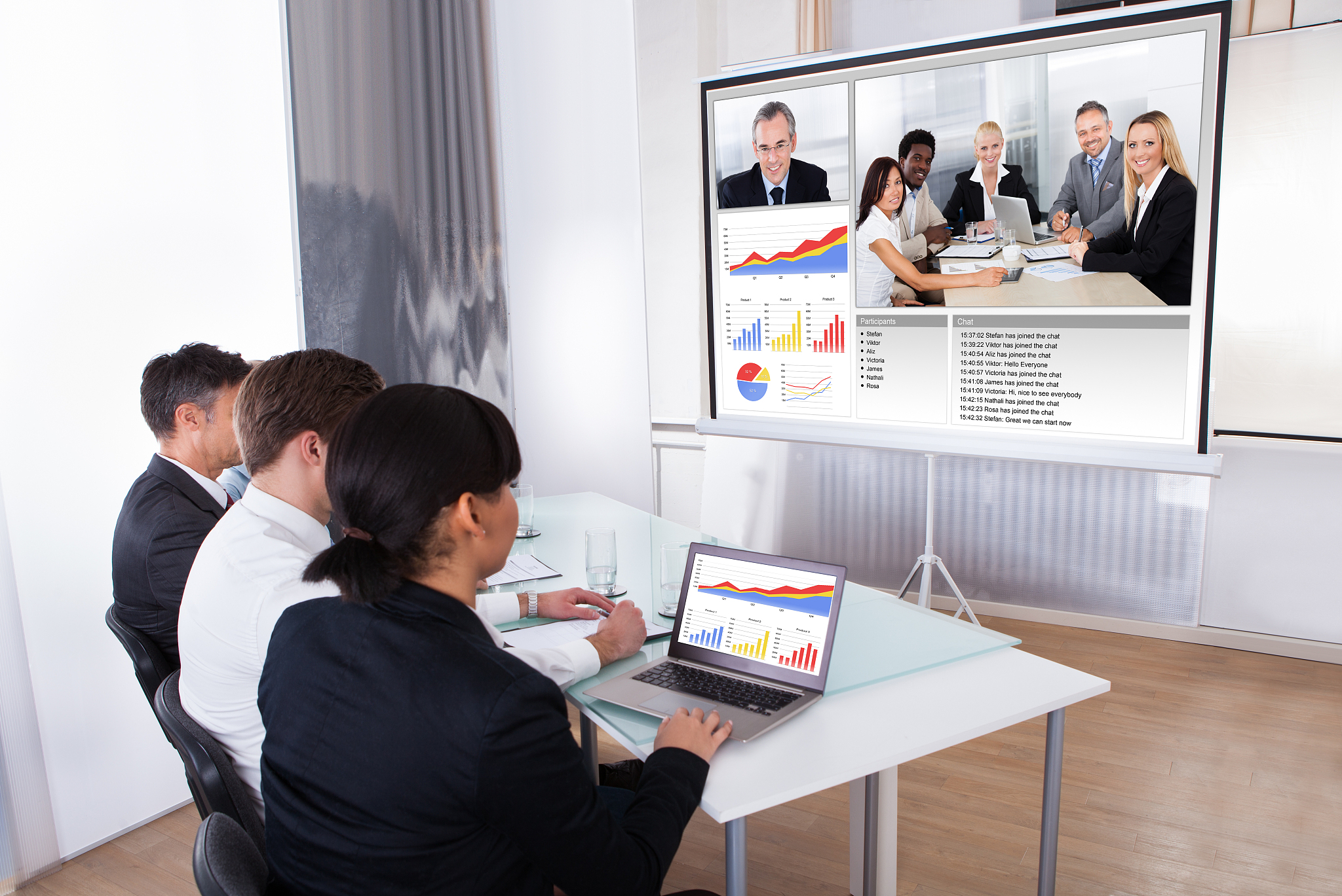 businesspeople in video conference