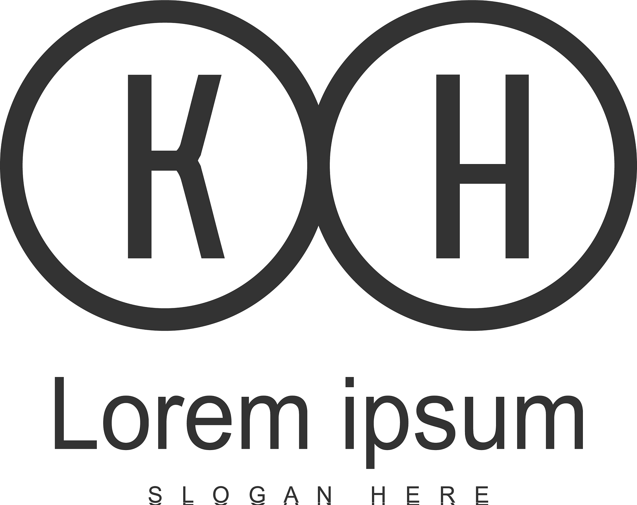 initial kh logo template with modern frame