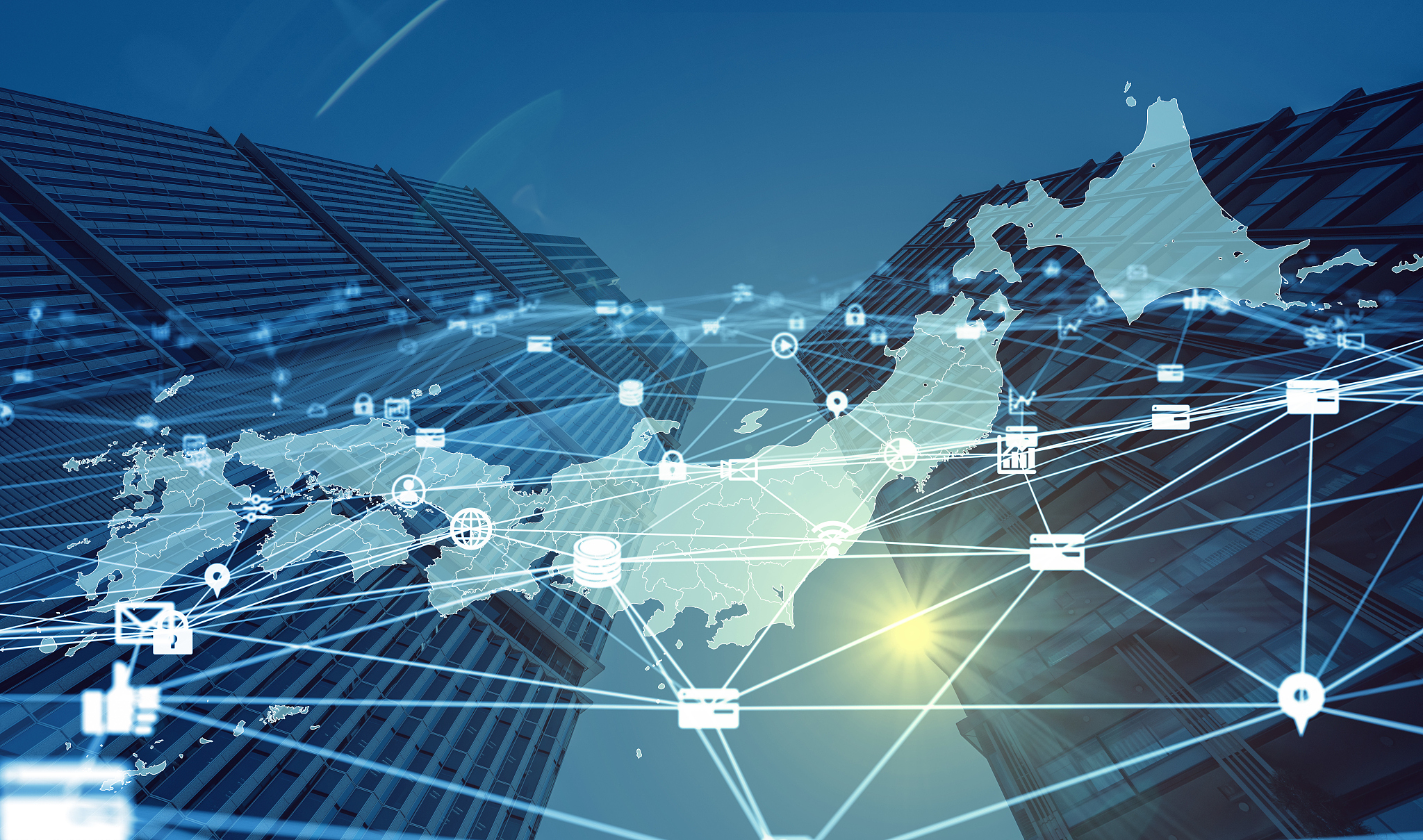 network of japan concept. communication network.