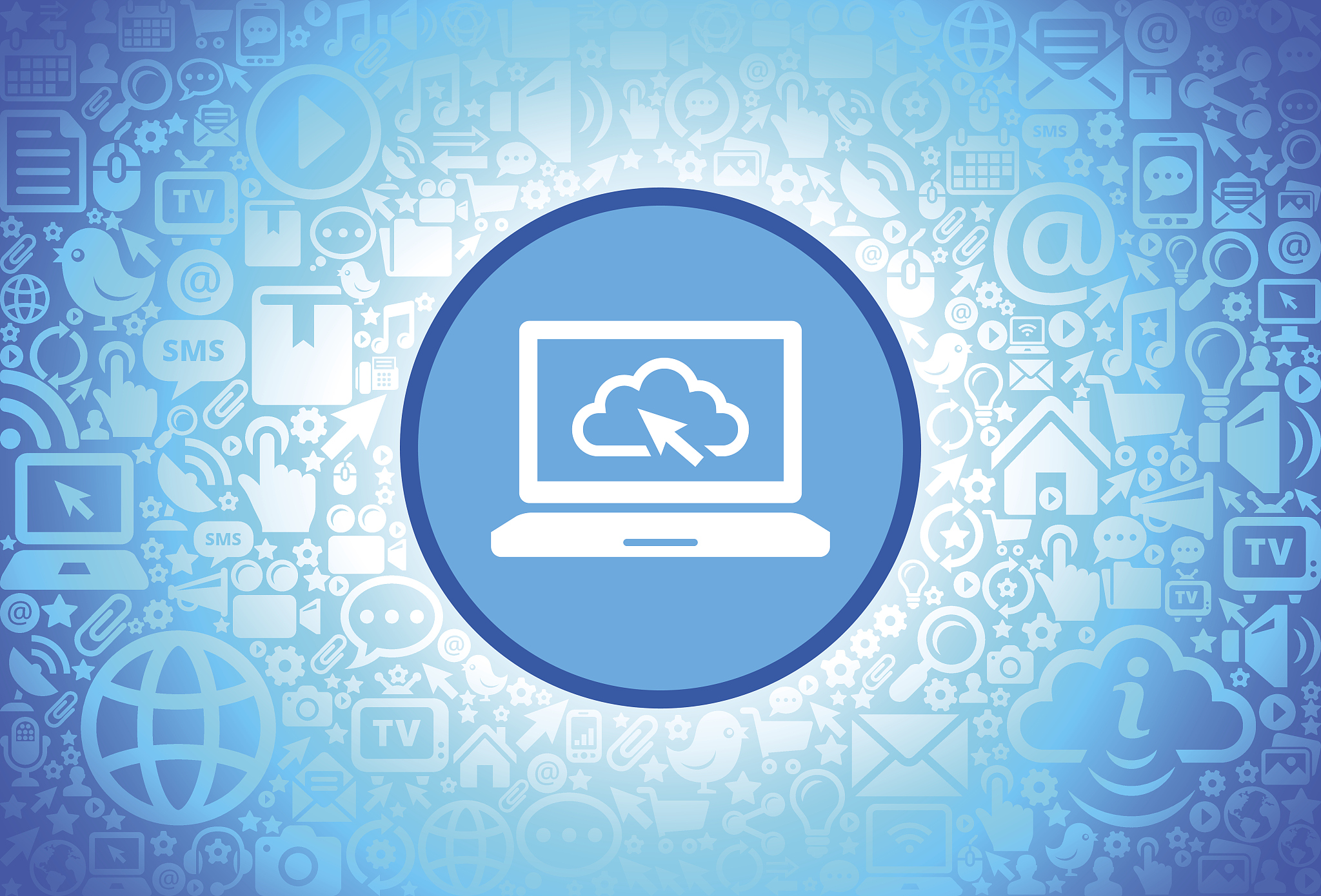 laptop cloud computing  icon on internet technology background