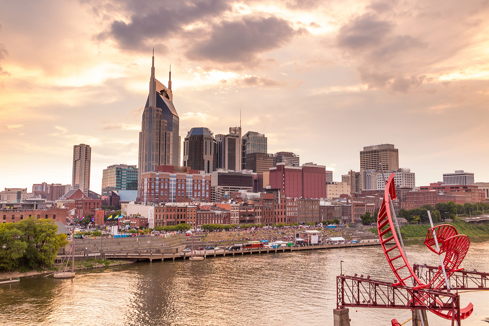 nashville, tennessee downtown skyline at twilight