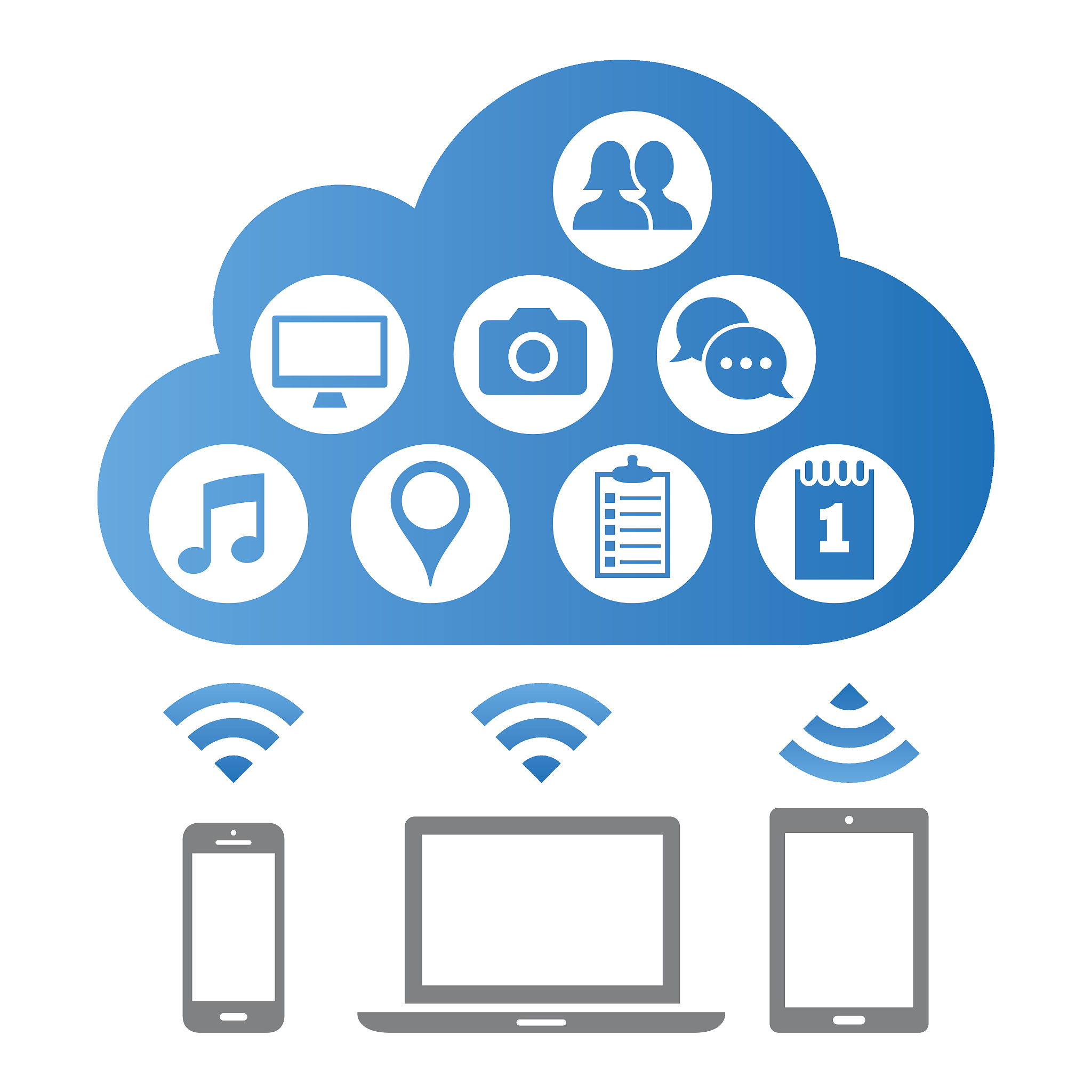 cloud computing and media icons