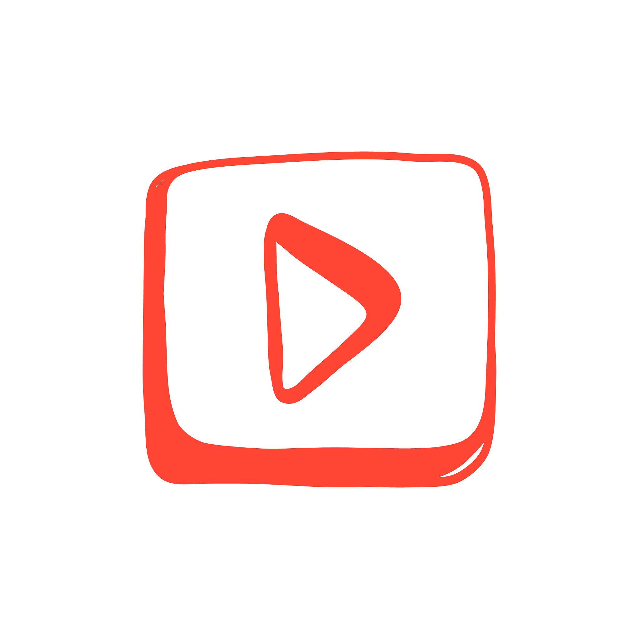 red hand drawn button with video button icon
