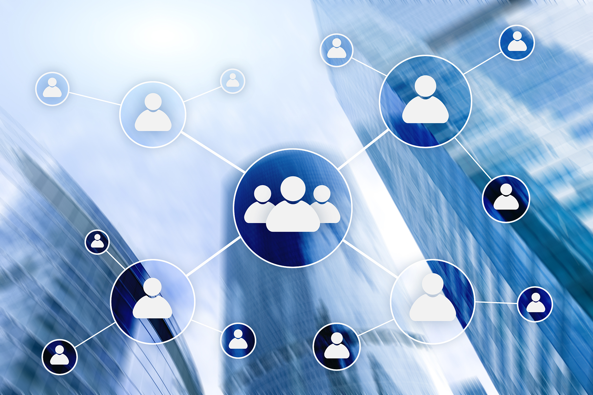 hr - human resources management concept on blurred business cent
