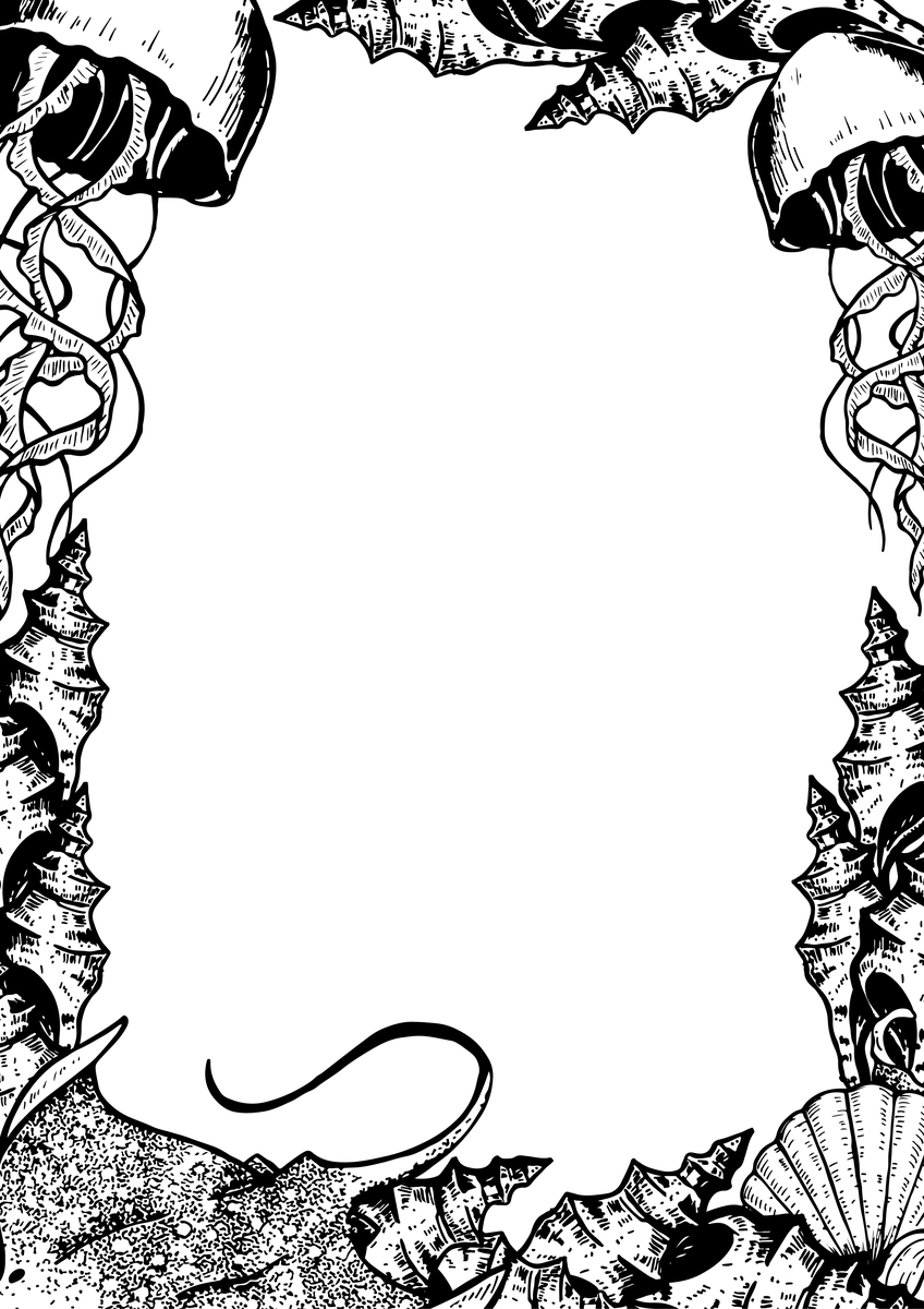 海底边框矢量手绘插画