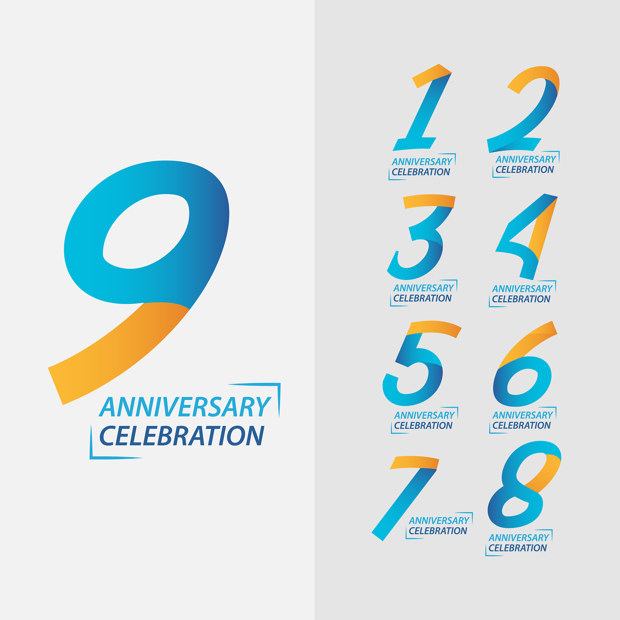 9 year anniversary celebration set template design