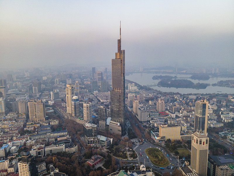 航拍南京城市风光全景