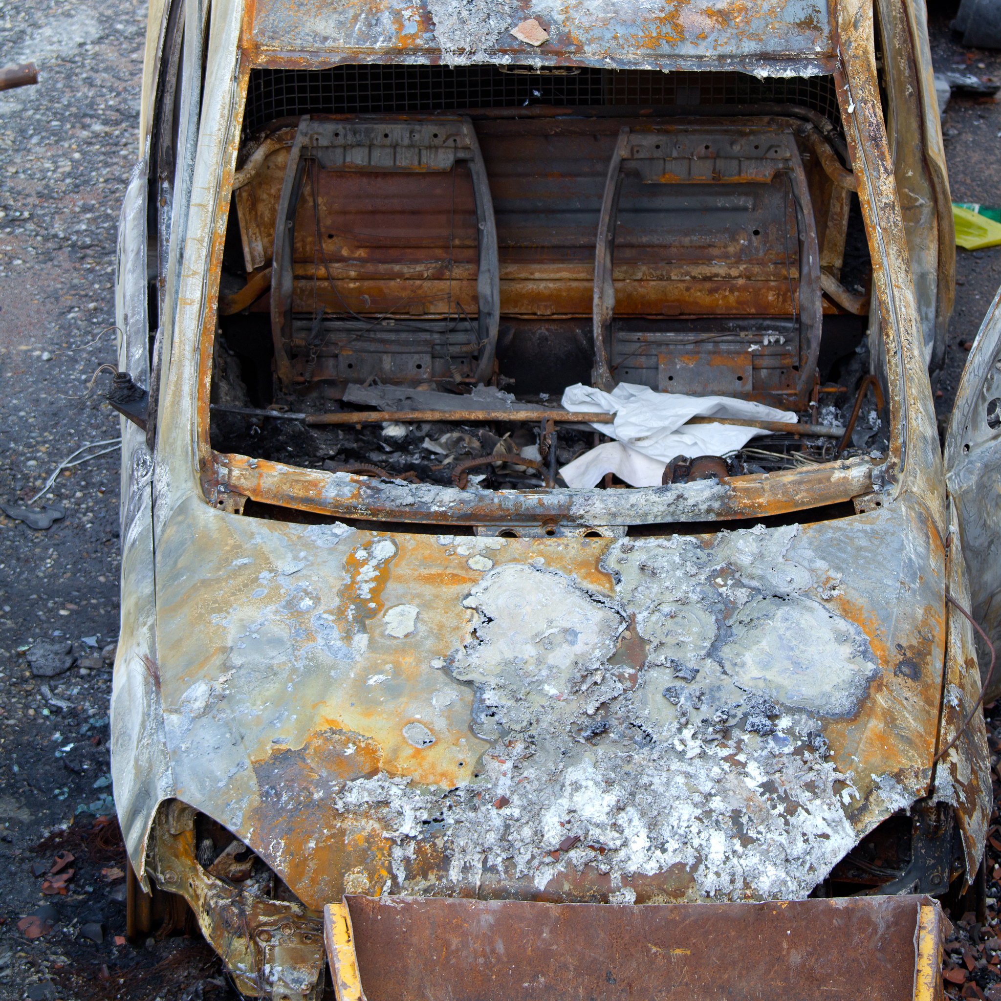 burnt down car
