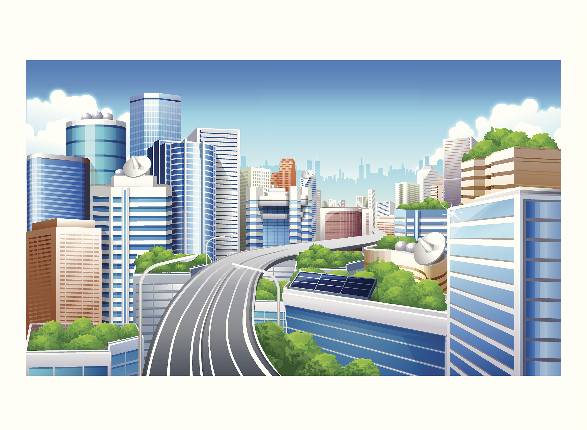 充满活力的动漫画作：熙攘城市与欢快的角色