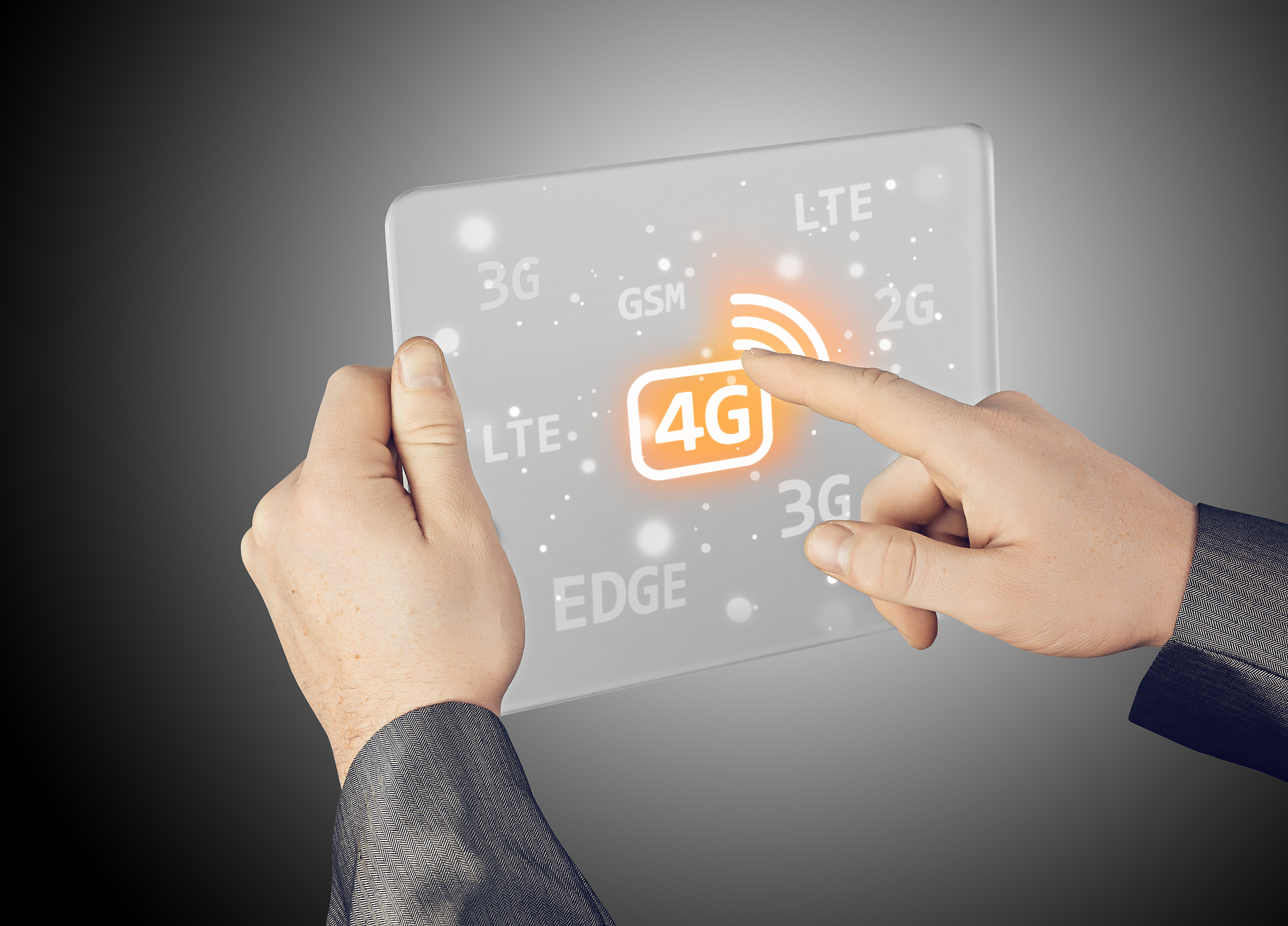 businessman pushing 4g