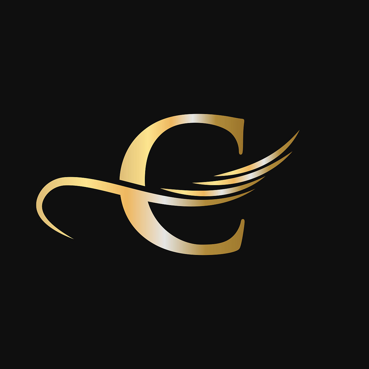 字母c标志设计模板.c字母企业标志和公司形象载体,以金,时尚,翼的概念