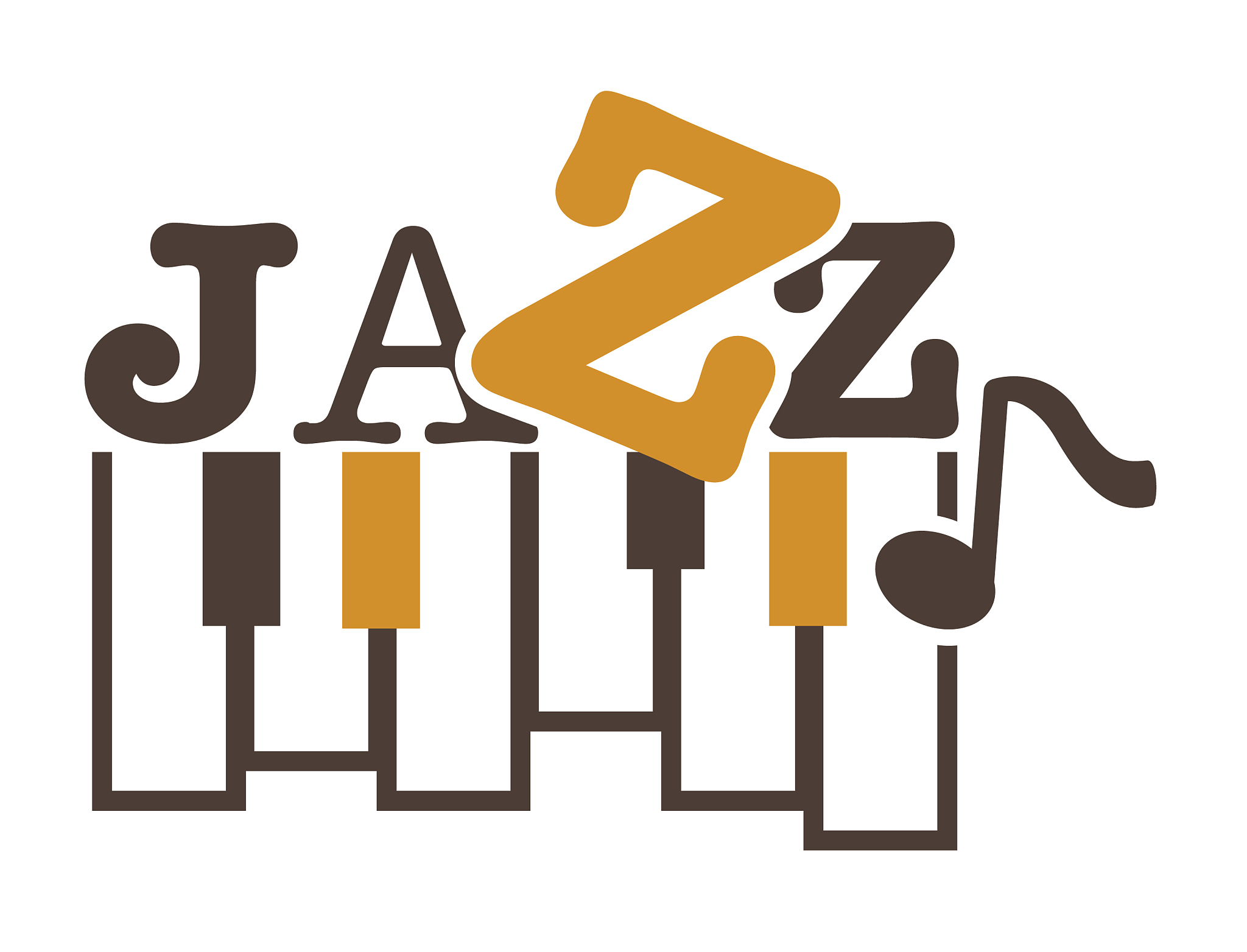 jazz music promotional emblem with piano keys and