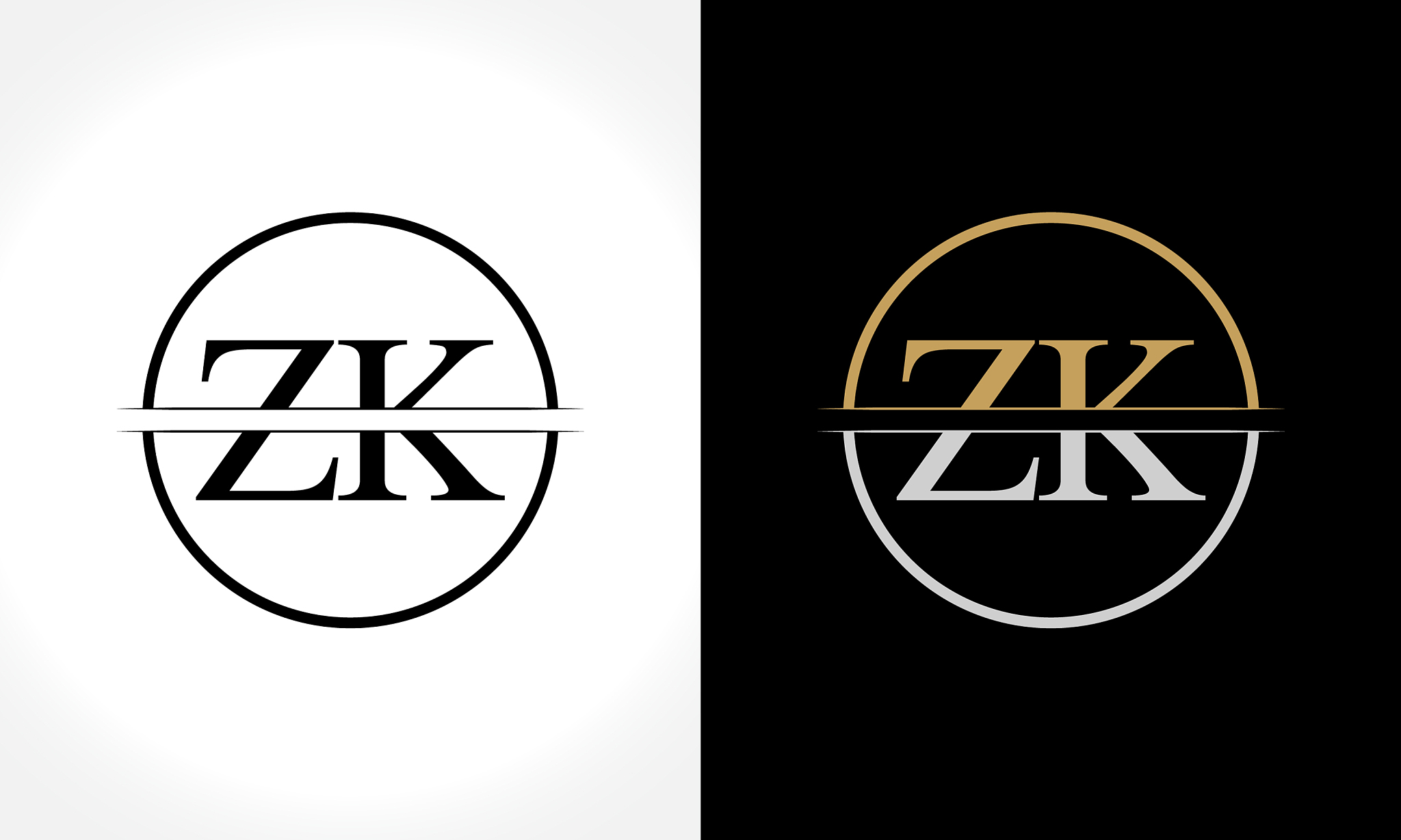 initial zk logo design template creative letter