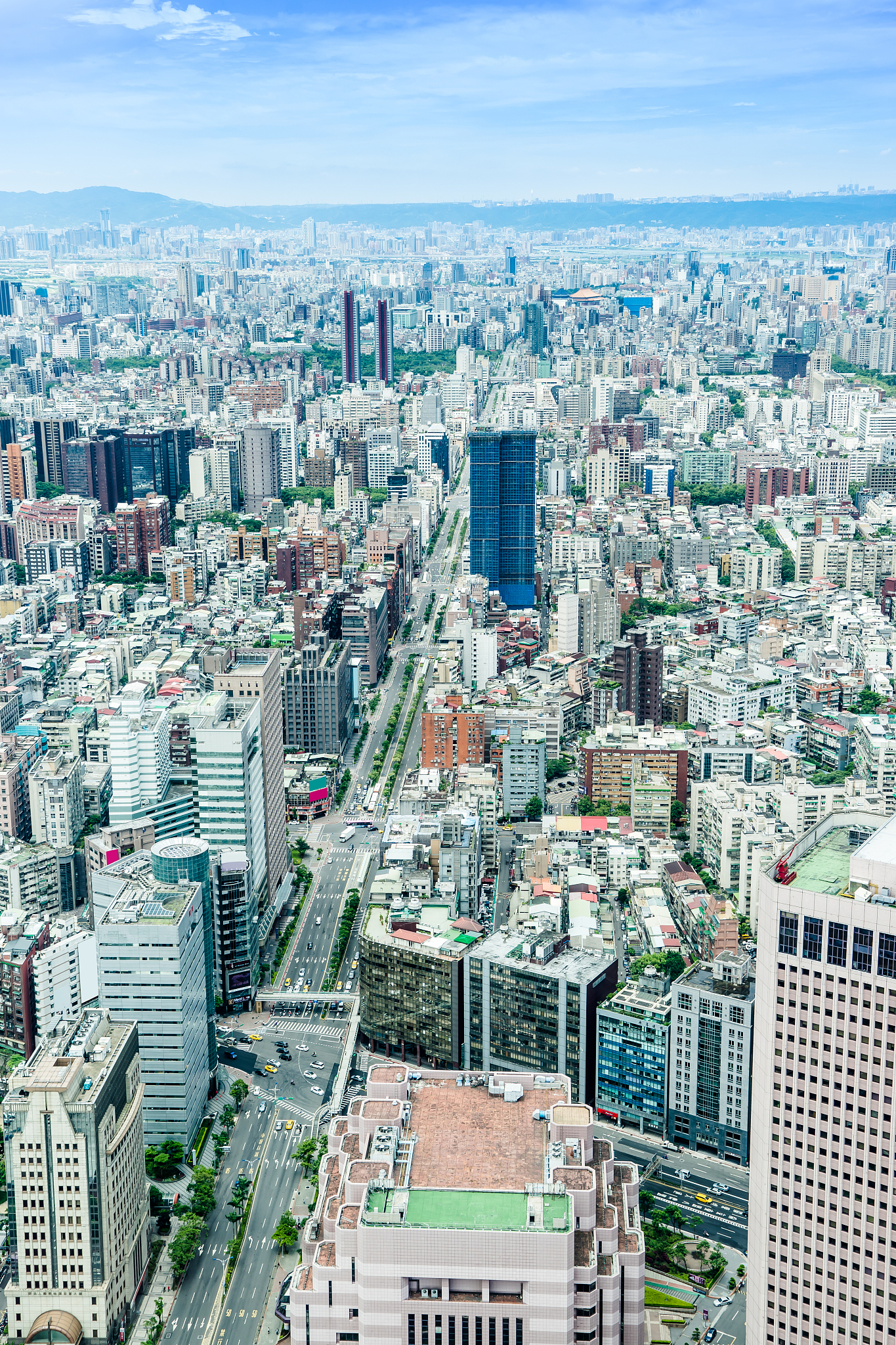 aerial view of modern cityscape in taipei 101, taiwan