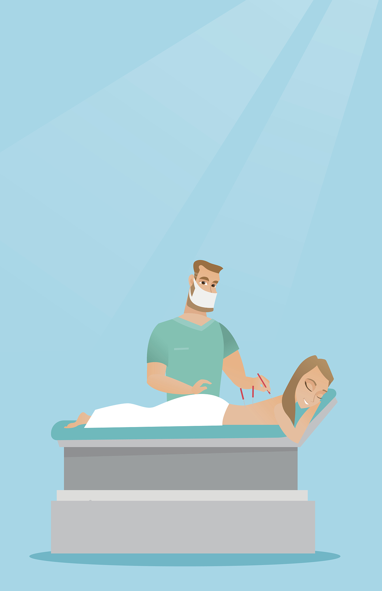 acupuncturist doctor making acupuncture therapy