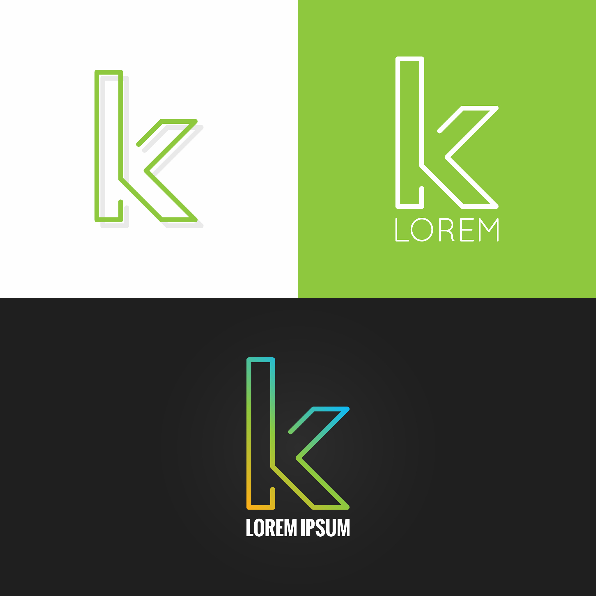 letter k logo alphabet design icon set background