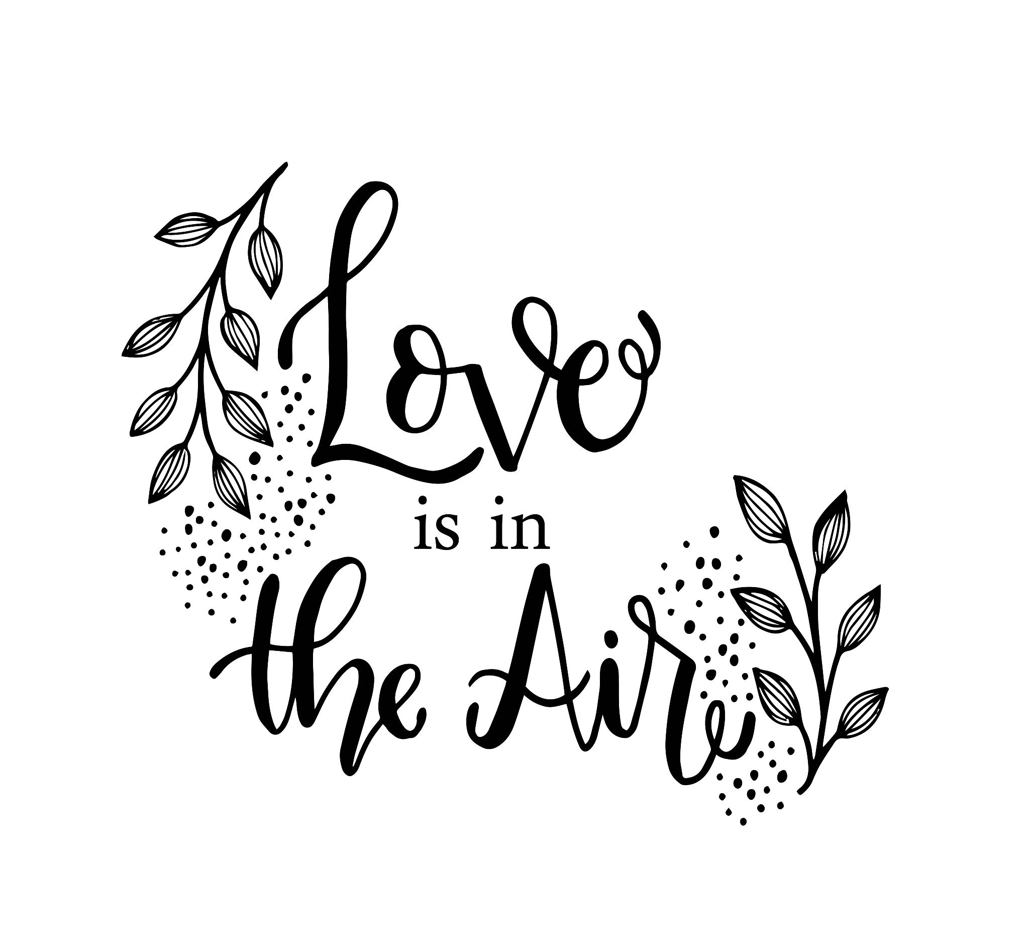love is in the air, hand lettering, motivational quotes