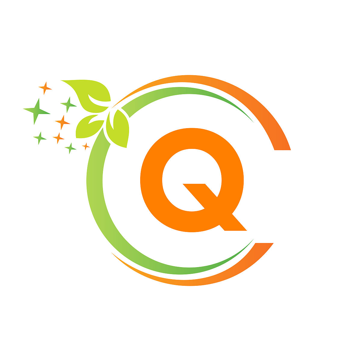 房屋清洁标志上的q字母设计.字母q清洁服务中心标志模板吸尘器,水桶,