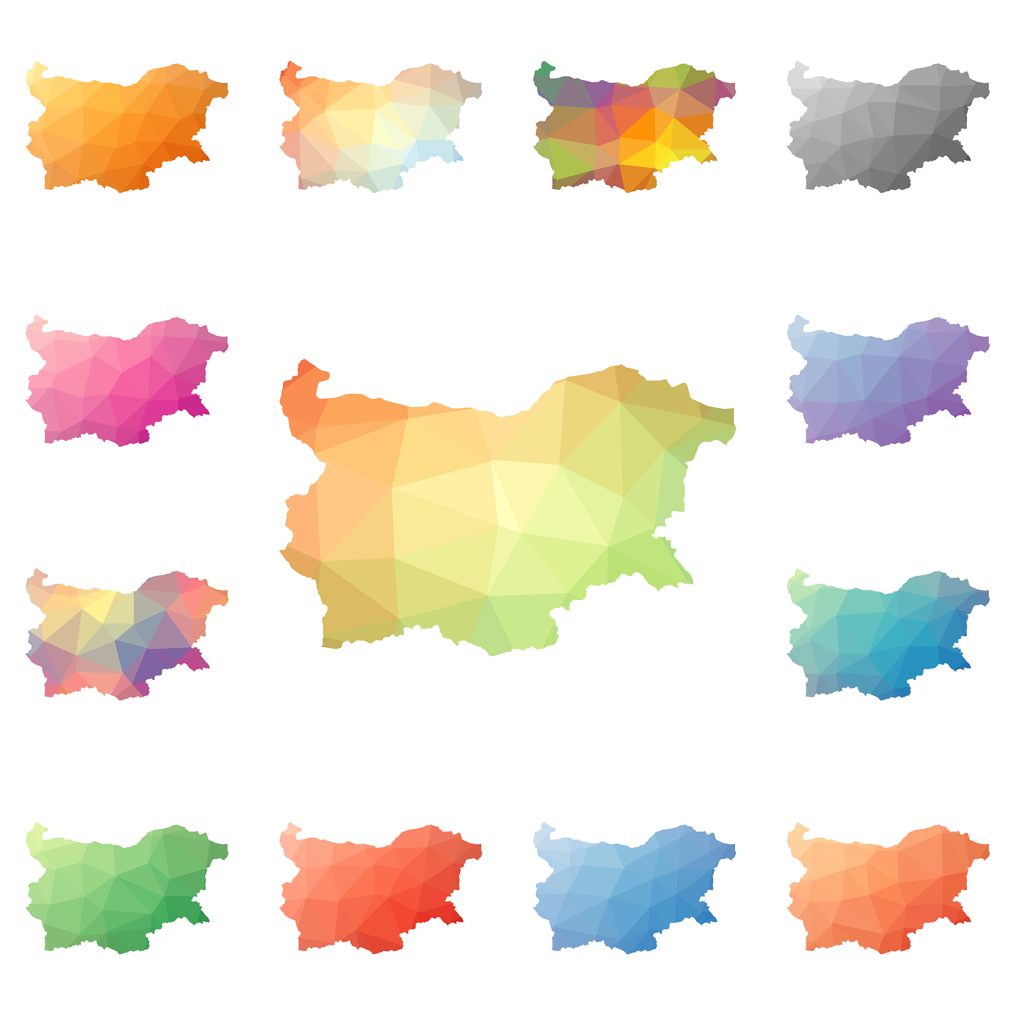 bulgaria geometric polygonal, mosaic style maps collection.
