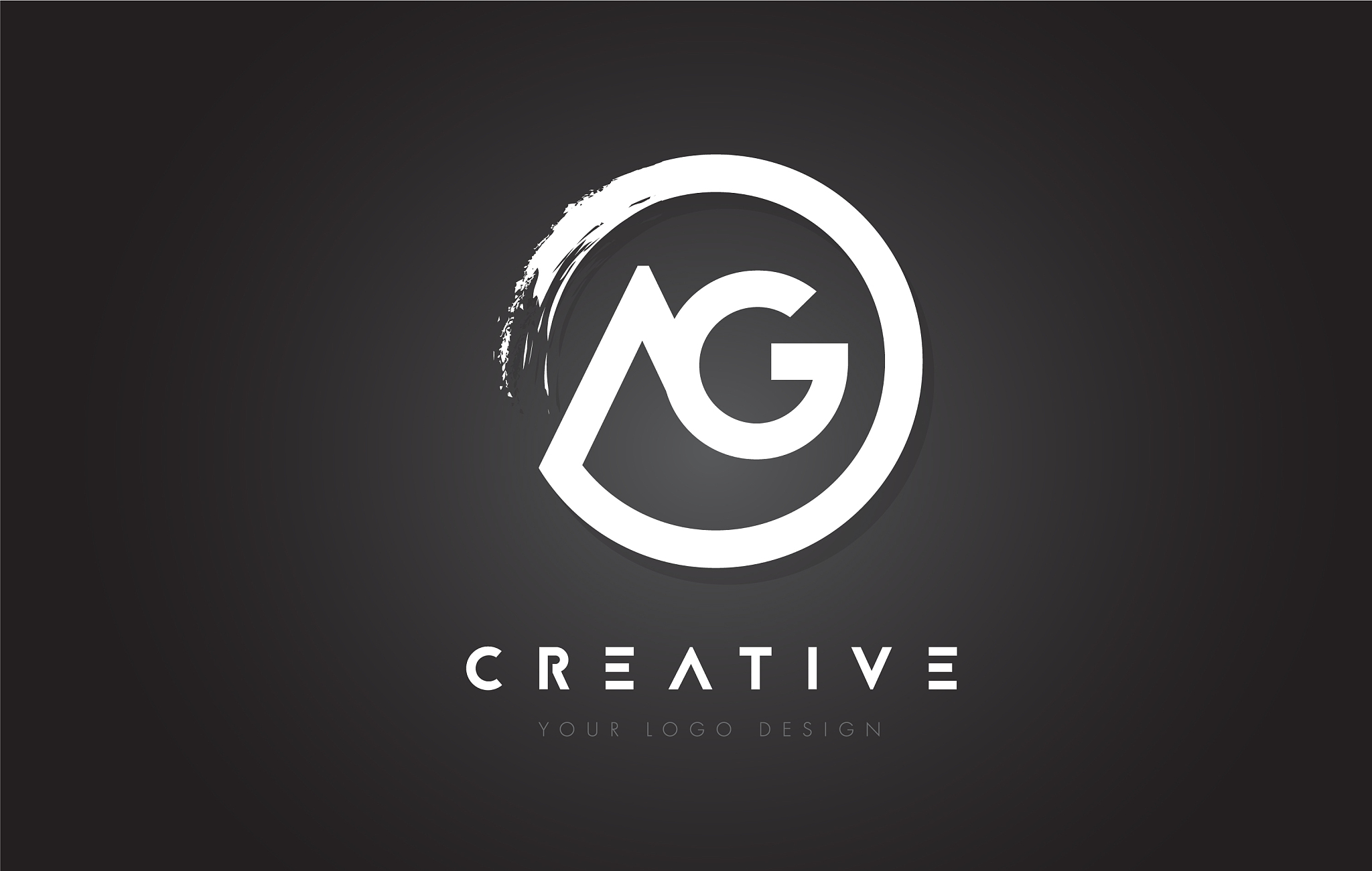 ag circular letter logo with circle brush design