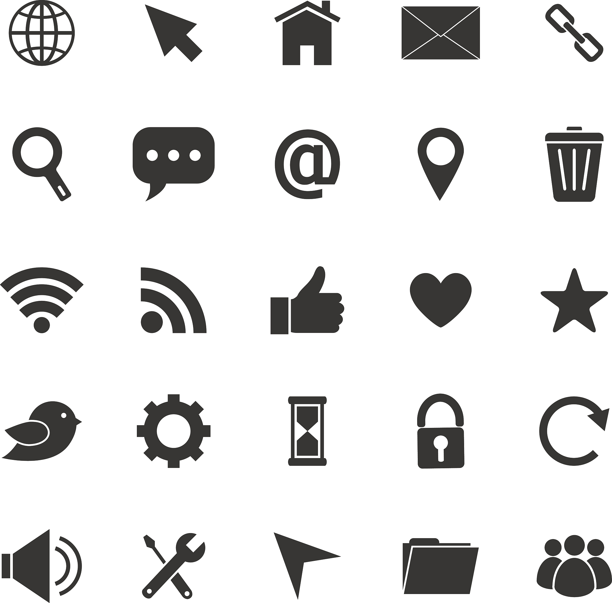 website icons on white background