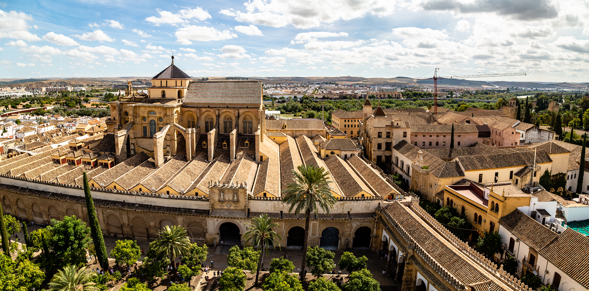 panoramic view of mezquita, catedral de cordoba, from the bell t