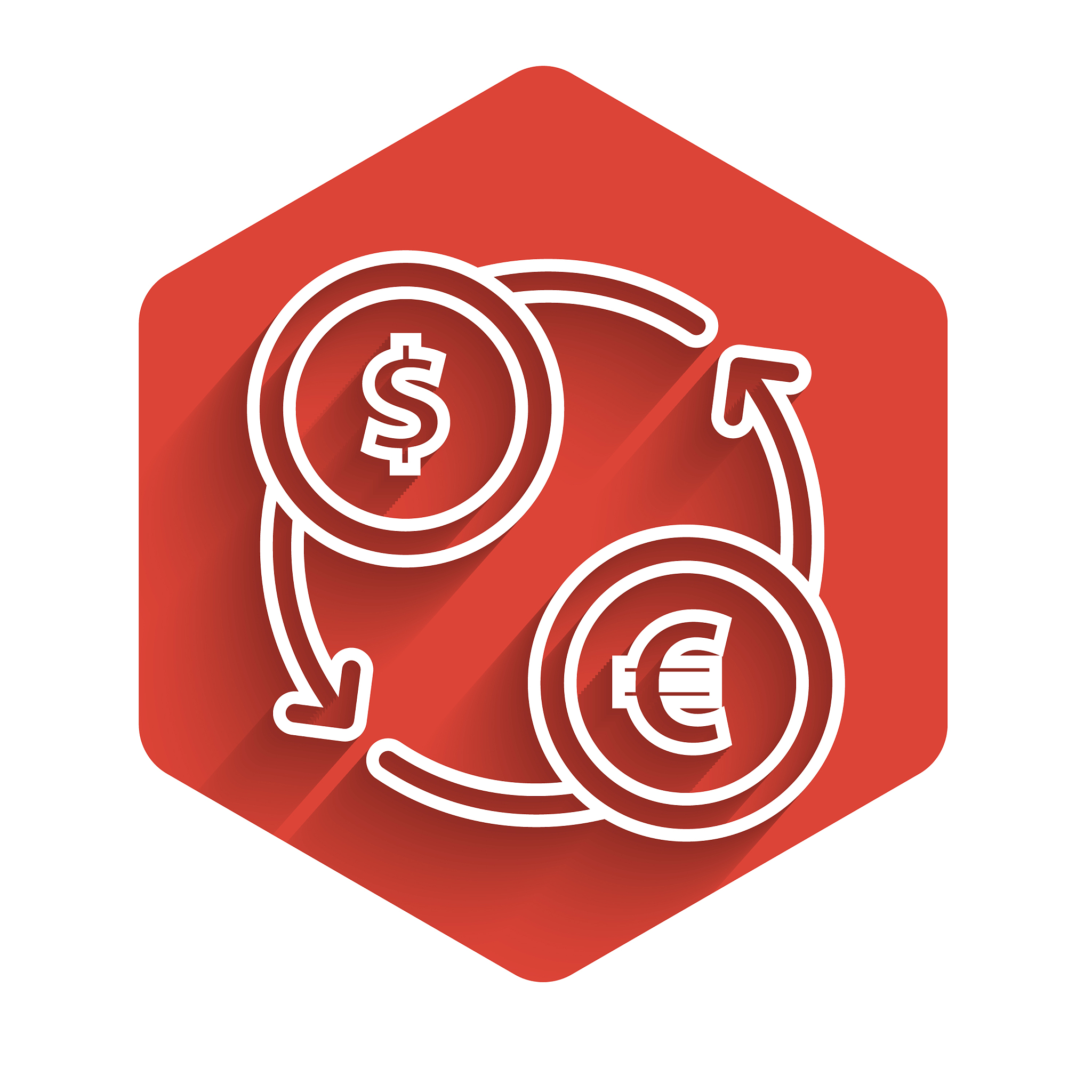 white line money exchange icon isolated with long