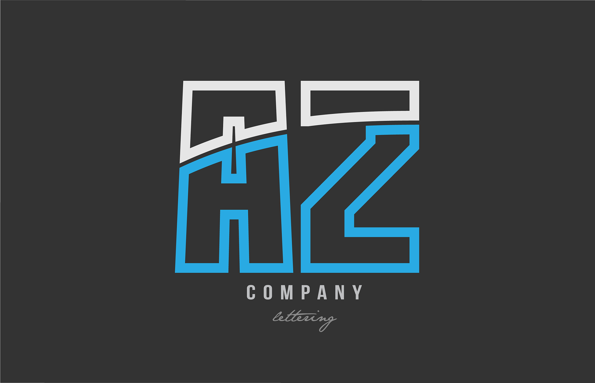 white blue alphabet letter az a z logo icon design
